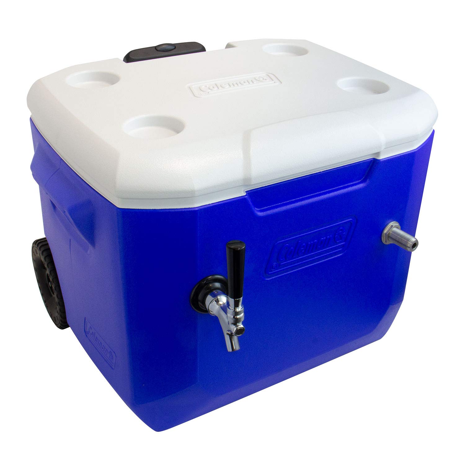 Kegco 1 Tap Jockey Box Portable Beer Dispenser - Blue Stainless Steel Cooler for Outdoor Parties, Camping & Tailgating