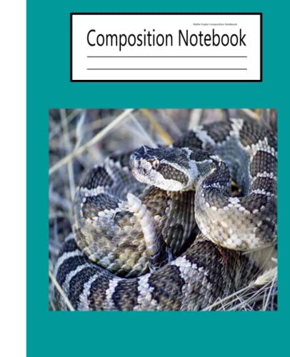 Rattle Snake Composition Notebook - 110 Wide Ruled Pages, 7.5 x 9.25 Inch - Cute Animal Lovers Journal for School, Office & Creative Writing - Funny Wildlife Design Notebook for Students & Adults