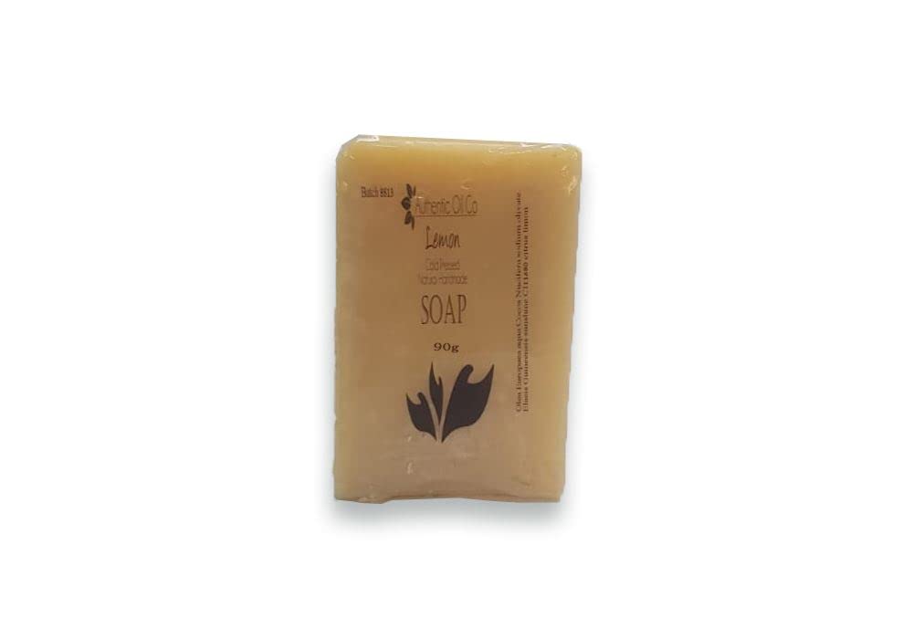Natural Cold Pressed Lemon Soap 90g - Handmade Organic Soap for Face & Body - Refreshing Citrus Scent for Daily Skincare, Bath & Gift