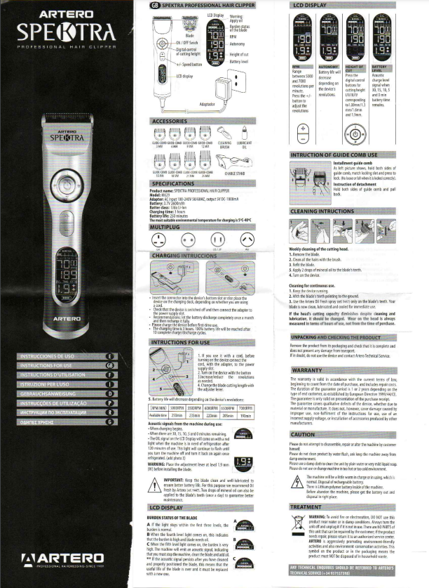 Artero Spektra M629 Professional Dog Grooming Clipper - Heavy Duty Pet Hair Trimmer for Professional Groomers & Home Use - Perfect for Dogs, Cats & Small Animals