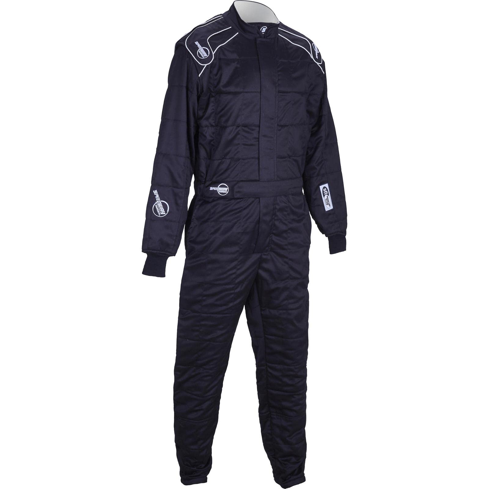 Speedway Endurance II Racing Suit - 1-Piece Black Fireproof Motorsport Jumpsuit for Men & Women (Medium) - Perfect for Karting, Motorcycle & Auto Racing