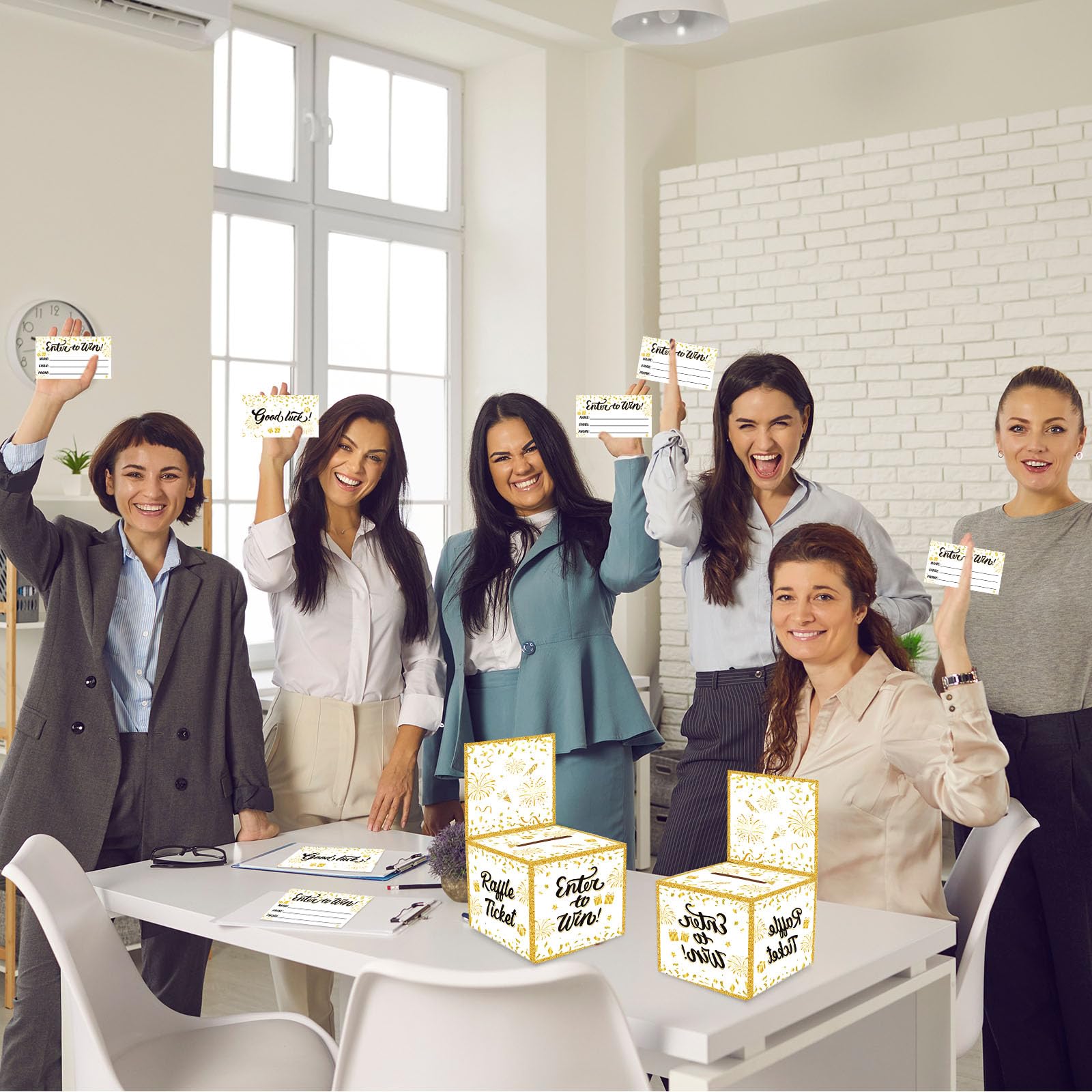 151 Pcs Gold Donation Box Ballot Box - Secure Suggestion Box with Raffle Tickets for Fundraising Events, Voting, Contests & Charity Collections | Includes Slot & Removable Header | Perfect for Schools, Churches, Community Events & Office Voting (Gold)