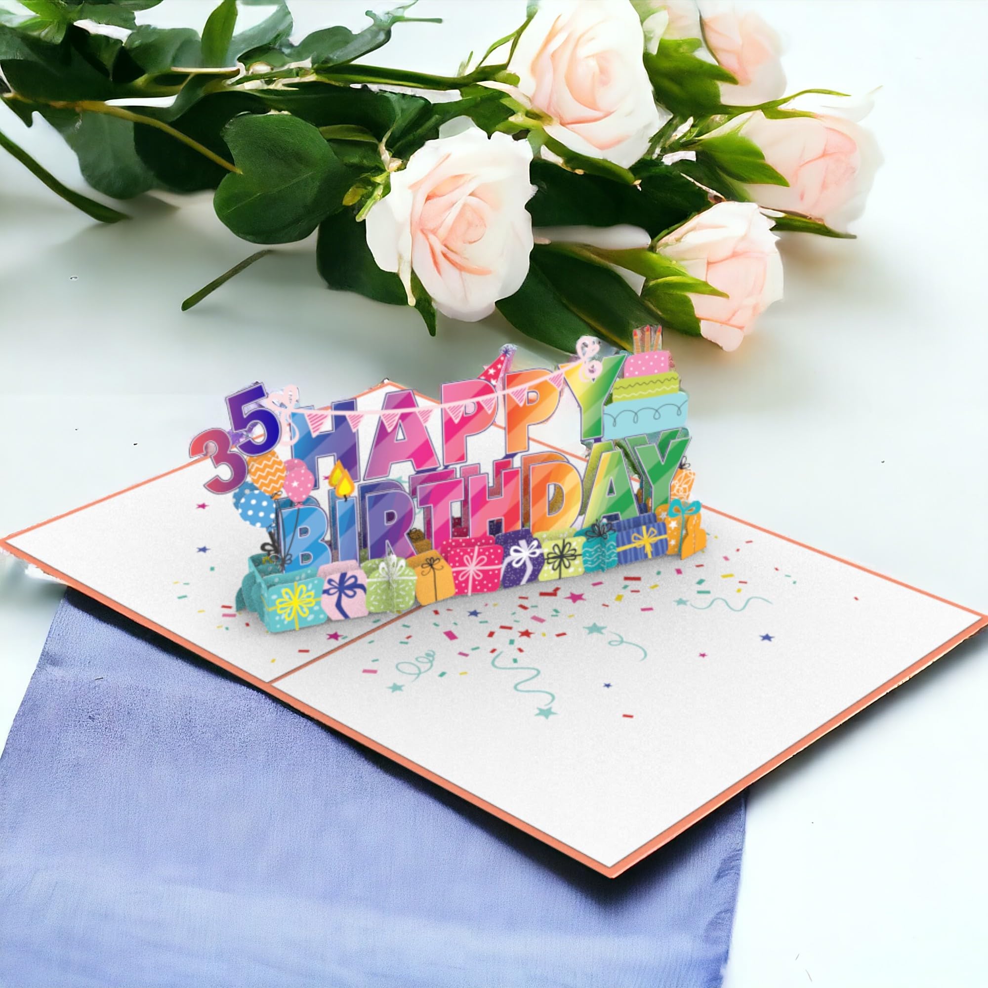 35th Birthday Pop Up Card - 3D Greeting Card for Daughter, Son, Granddaughter, Niece, Nephew | Unique 35 Year Old Birthday Gift for Women & Men | Perfect for Milestone Celebrations, Office Gifts & Surprise Parties