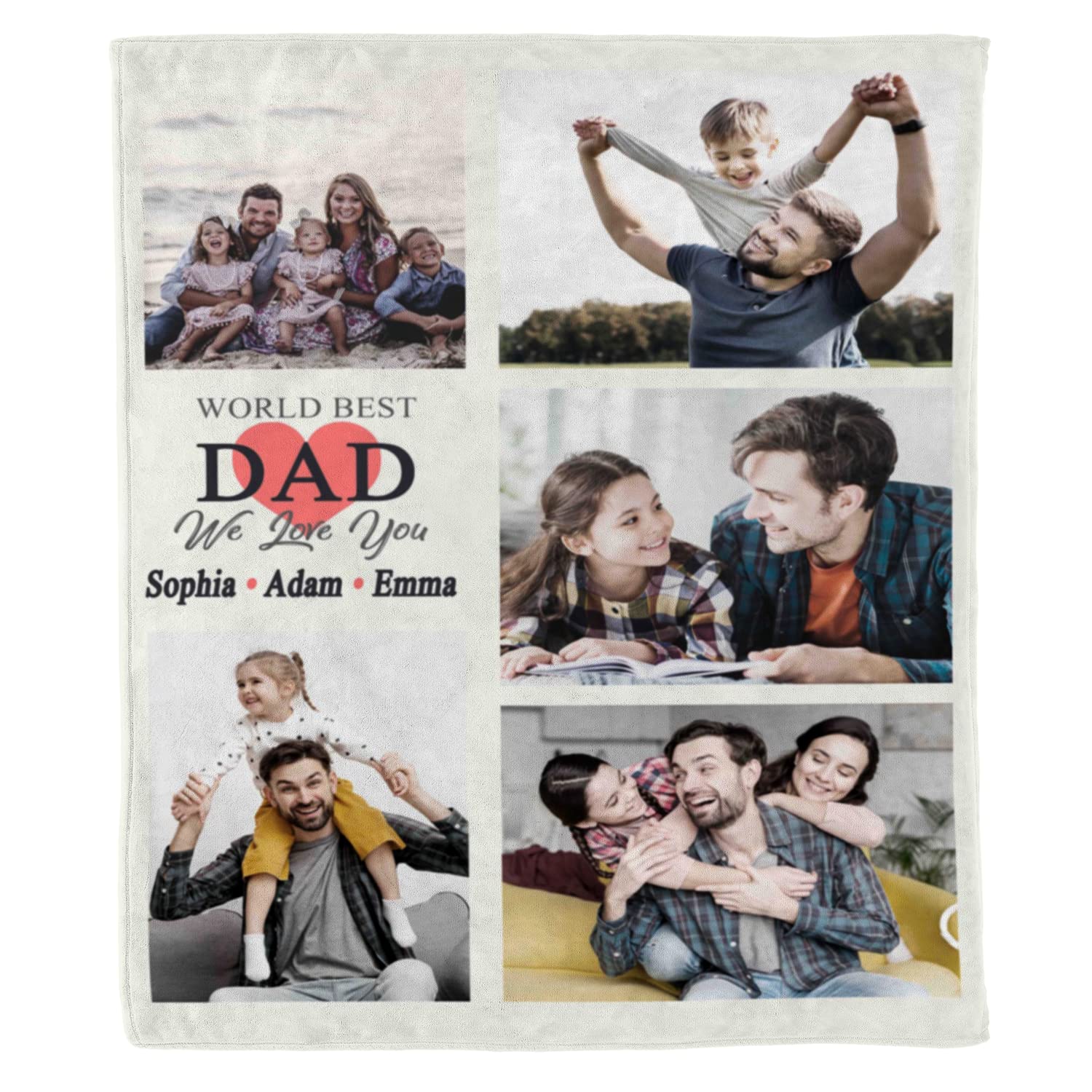 Custom Photo Blanket for Dad - Personalized Father's Day Gift, Birthday Present for Dad/Papa - Ultra Soft Premium Fleece Blanket - Perfect for Christmas, Thanksgiving & Special Occasions - Great for Snuggling on Couch, Bed or as Thoughtful Home Decor