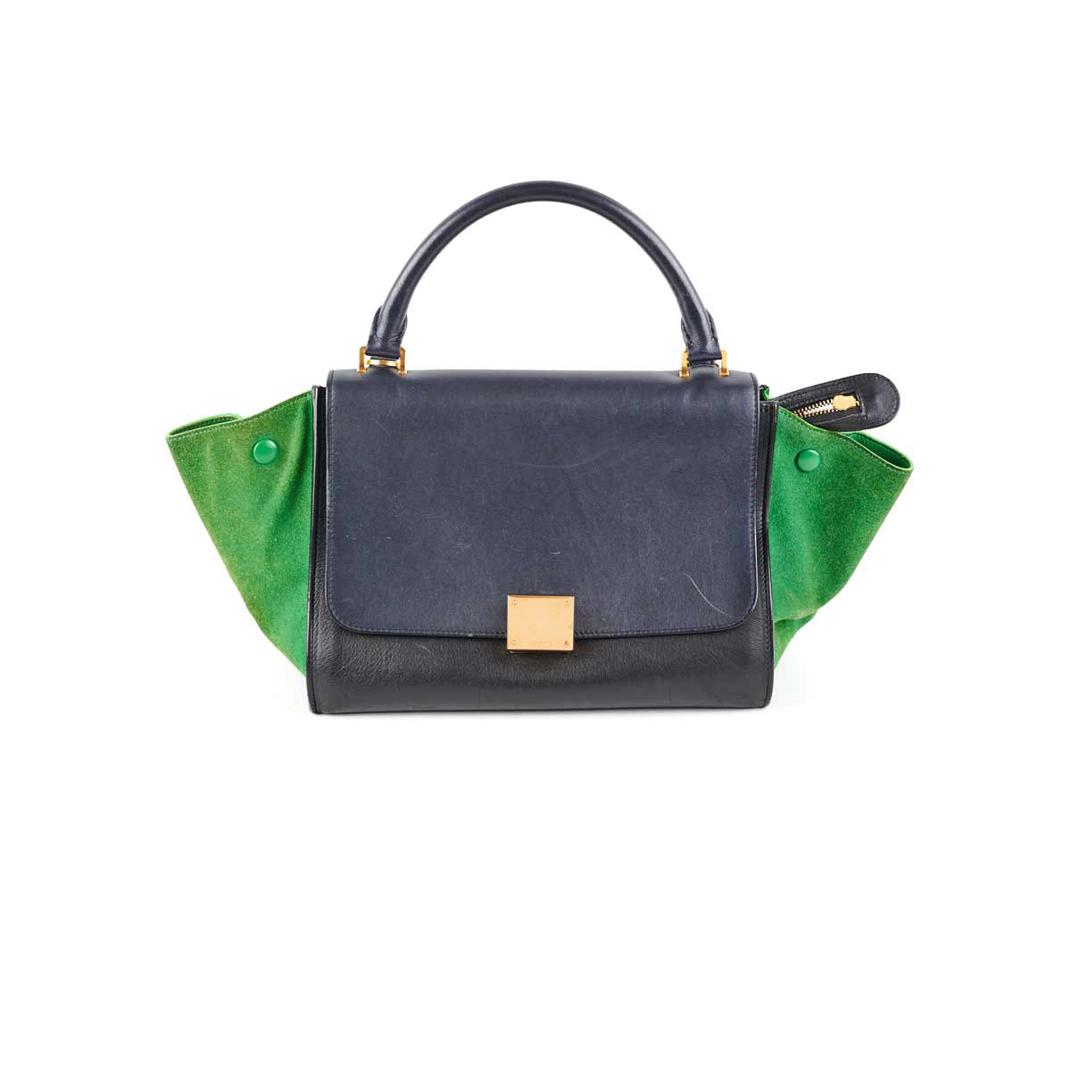 Celine Trapeze Handbag in Green & Black | Luxury Leather Crossbody Bag for Women | Perfect for Work, Travel & Evening Events