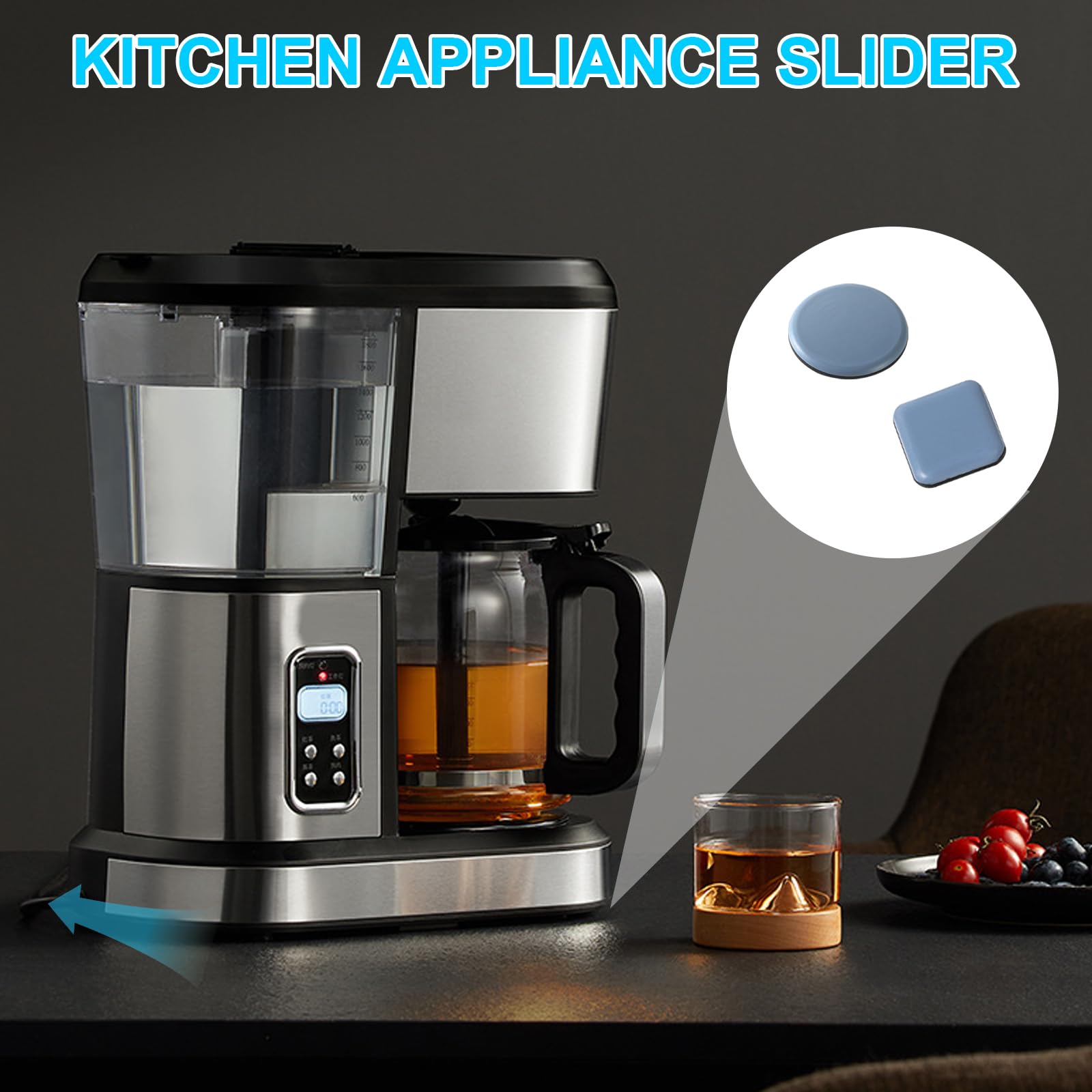 12 Pcs Self-Adhesive Appliance Sliders for Kitchen - Coffee Makers, Blenders, Air Fryers