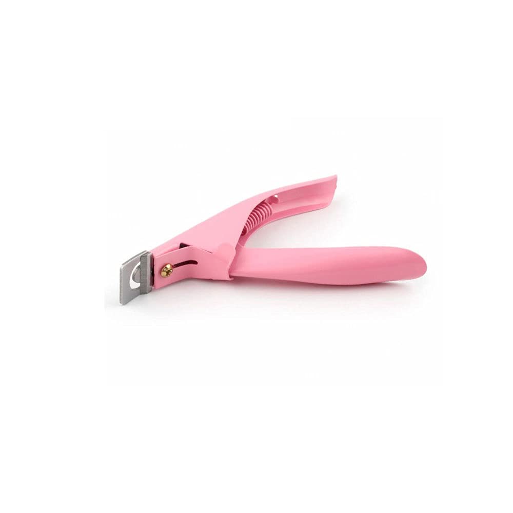 QYTECzjd Professional Stainless Steel Cuticle Trimmer & Nail Clipper - U-Shaped False Nail Tips Cutter for Precise Manicure & Pedicure - Pink Nail Care Tool for Women & Girls - Perfect for Home Salon, Travel & DIY Nail Art