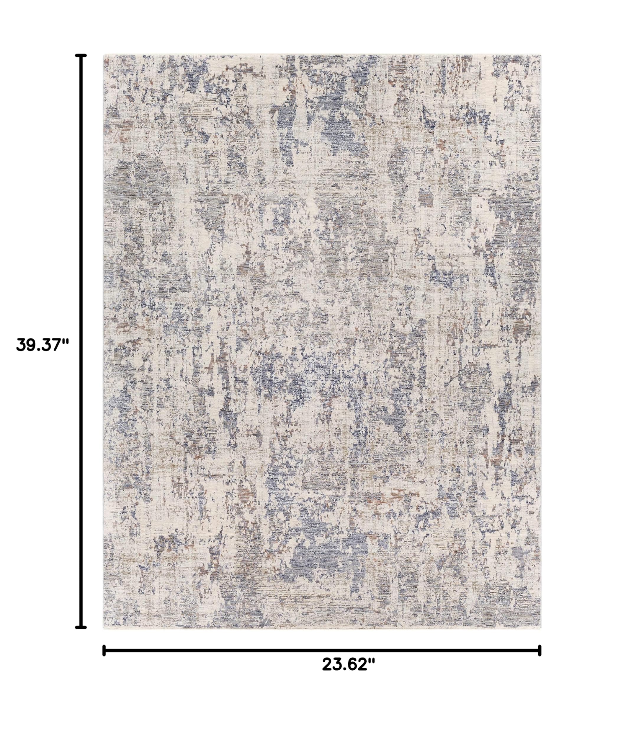 Modern Hauteloom Broxbourne Area Rug for Living Room & Bedroom - Navy, Denim, Pale Blue - 2' x 3'3