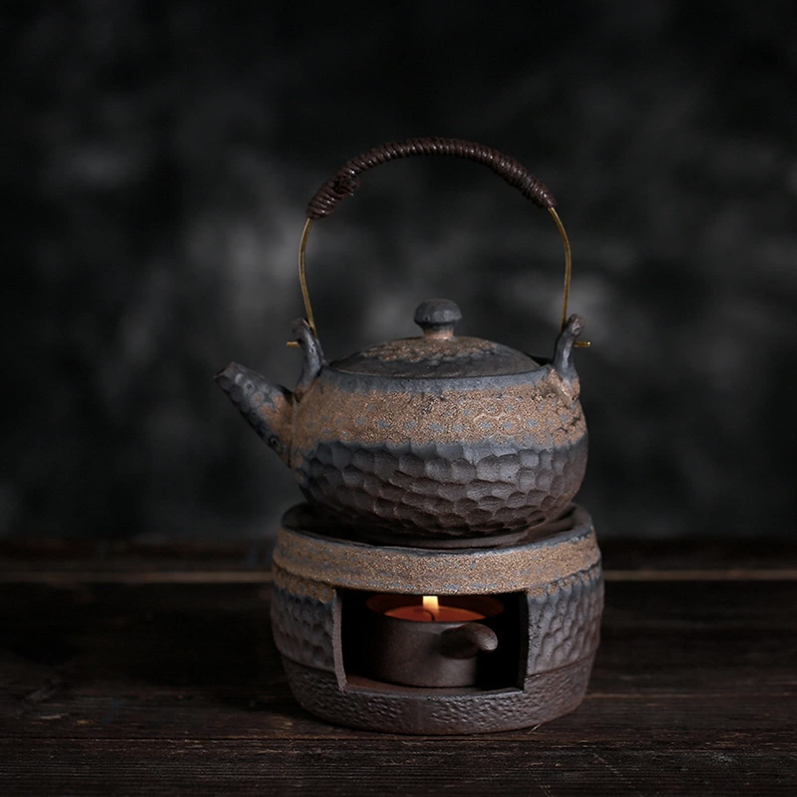 Japanese-Style Handmade Retro Teapot and Cup Set - Ceramic Kung Fu Tea Maker, Coarse Pottery Teapot for Warm Tea Brewing - Perfect for Home, Office, and Tea Ceremonies (Color: A)