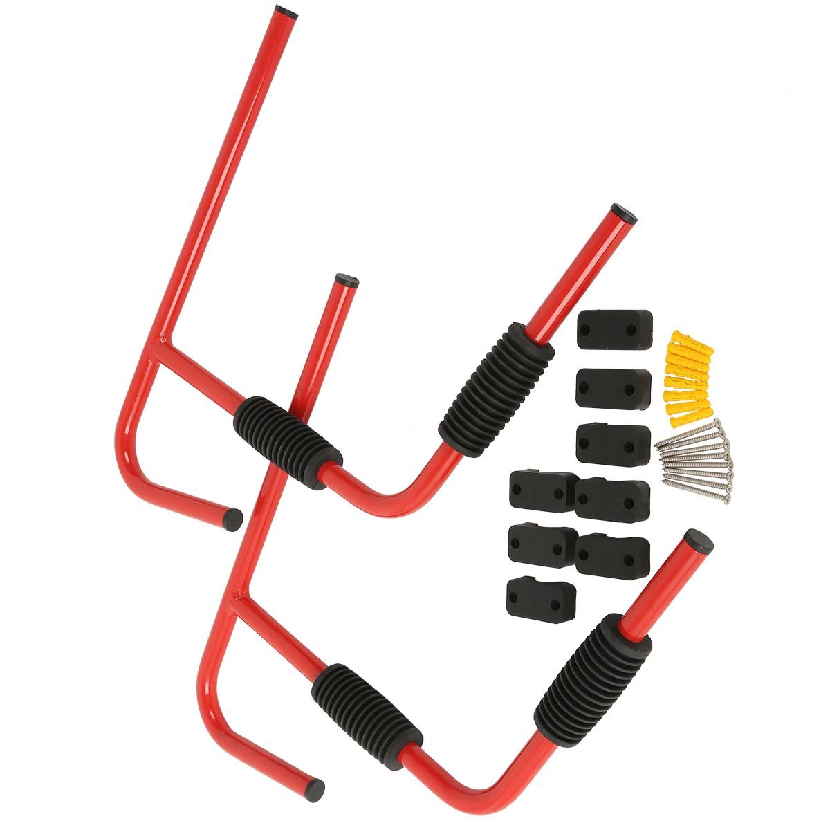 TC-HOMENY Red Wall Mount Kayak Storage Rack - Heavy Duty Folding Kayak Hanger & Ladder for Indoor/Outdoor Use - Perfect for Garage, Shed, or Boat House Organization