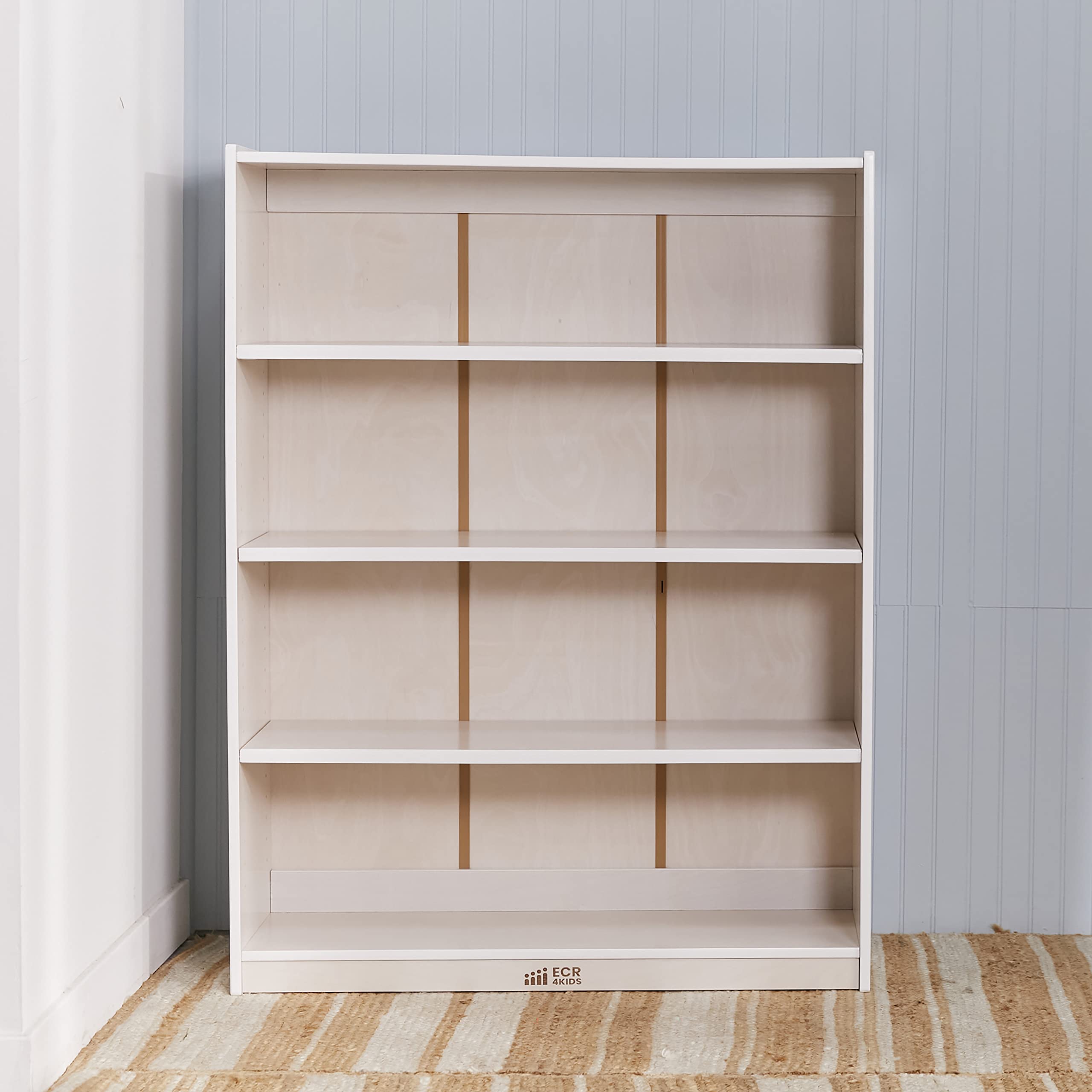 ECR4Kids Classic 48-Inch White Wash Bookcase with Adjustable Shelves - Perfect for Kids' Rooms, Classrooms, and Home Libraries