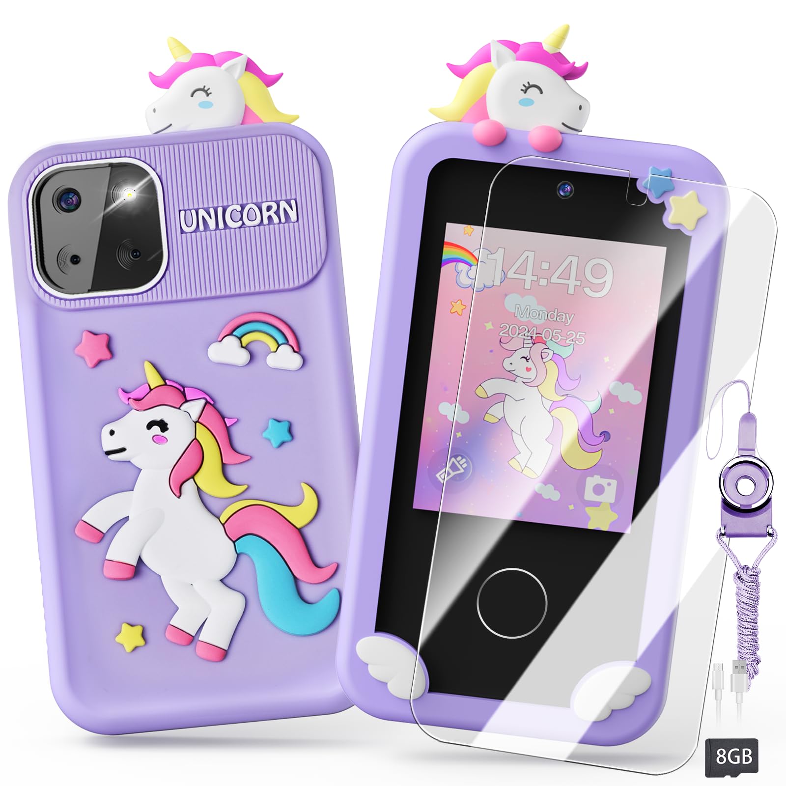 Unicorn Smart Phone Toy for Girls Ages 3-9 - 2.8