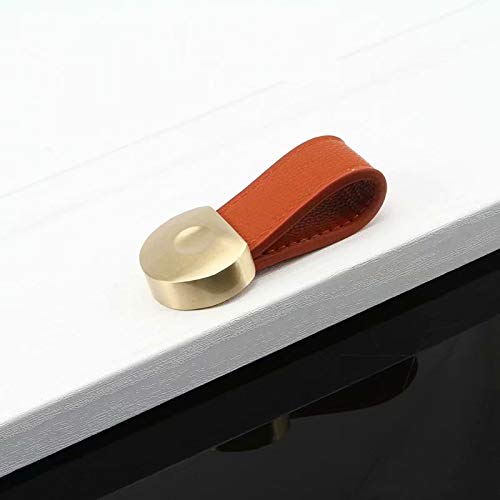 2PCS Orange Red PU Leather Cabinet Handles - for Kitchen Drawers & Dressers