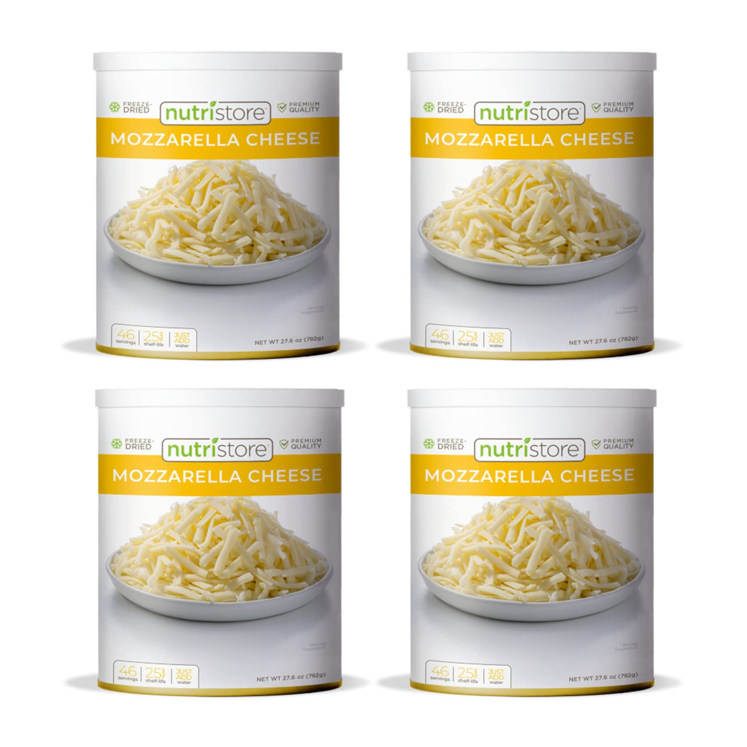 Nutristore Freeze Dried Mozzarella Cheese Shreds - 20 Servings | Premium Quality, Great Taste | Perfect for Camping, Hiking & Emergency Food Storage | Long Shelf Life Survival Food for Outdoor Adventures & Prepping