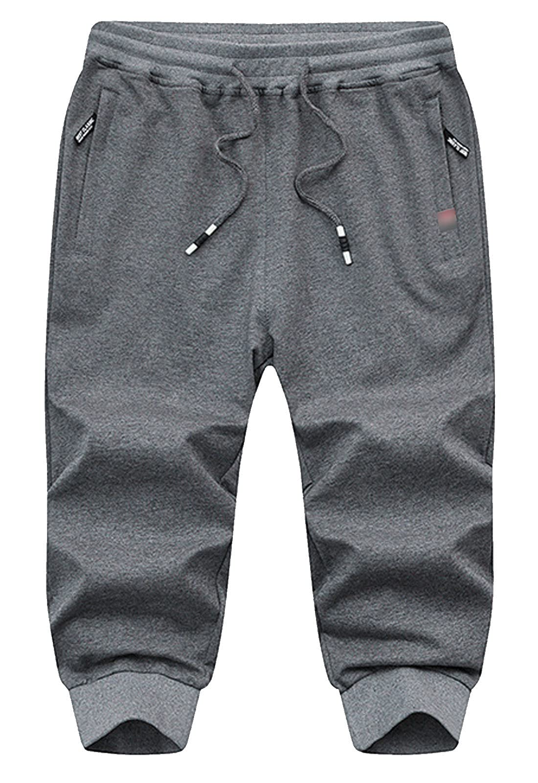 Flygo Men's 3/4 Length Sweat Shorts - Cotton Workout Jogger Pants for Running, Bodybuilding & Gym Training - Perfect for Summer Workouts & Casual Wear