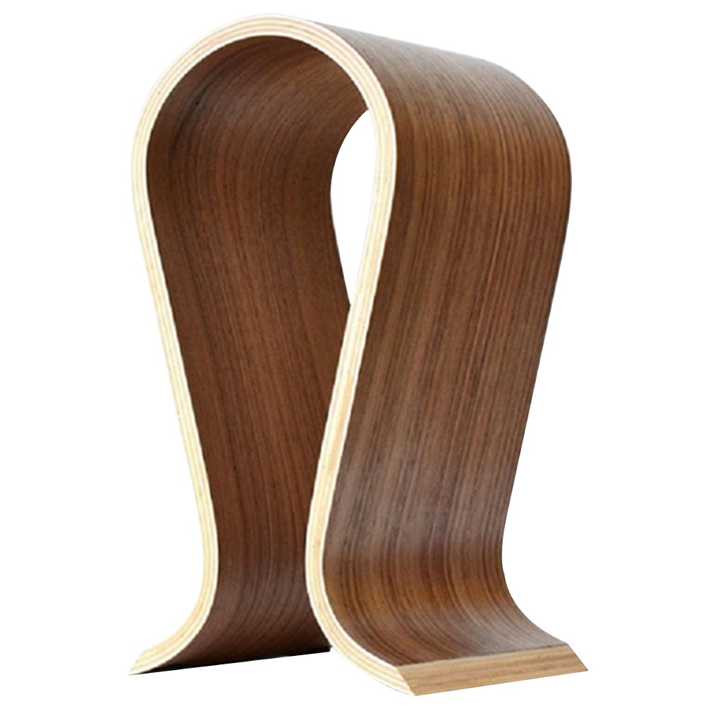 Premium Walnut Wooden Headphone Stand - U-Shaped Gaming Headset Holder for PC, PS5, Xbox - Stylish Desk Organizer for Gamers & Office Use