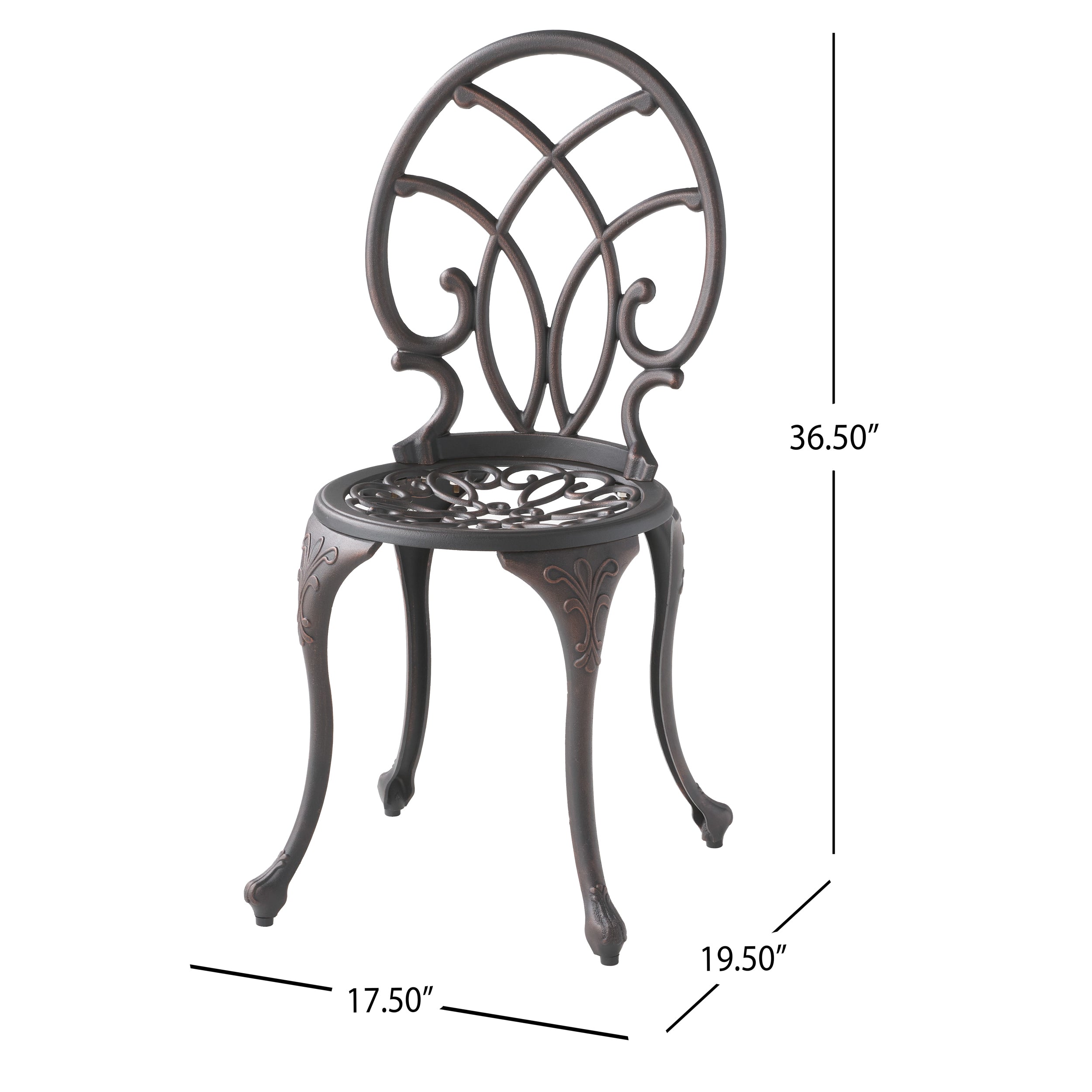 Charleston 3-Piece Cast Iron Bistro Set - Outdoor Patio Dining Furniture for Garden, Balcony & Backyard