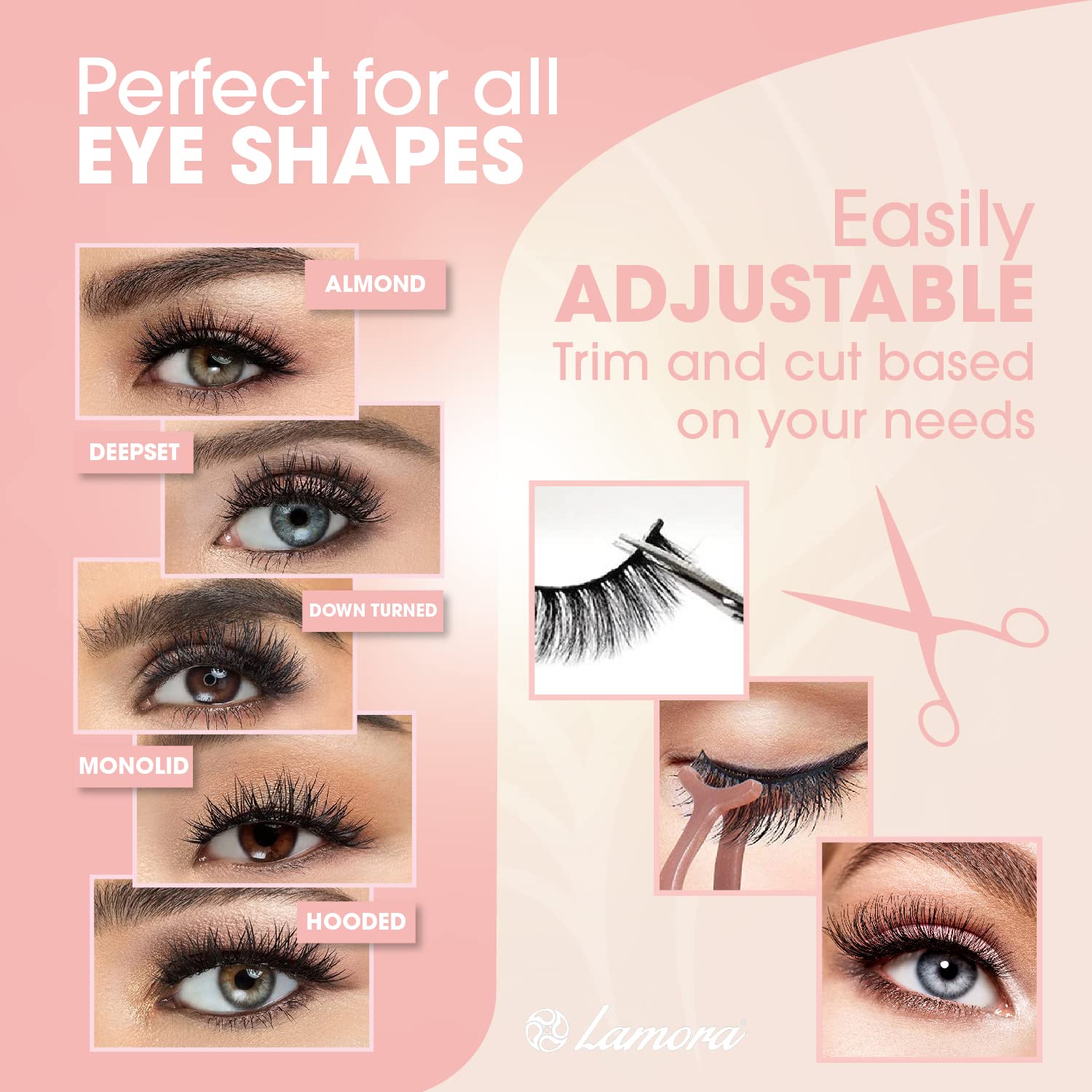 Lamora Magnetic Eyelash Set - Reusable No Glue False Eyelashes Kit with Eyeliner & Applicator - Natural Look for Daily Wear, Parties & Special Occasions - Includes Protective Gift Storage Box
