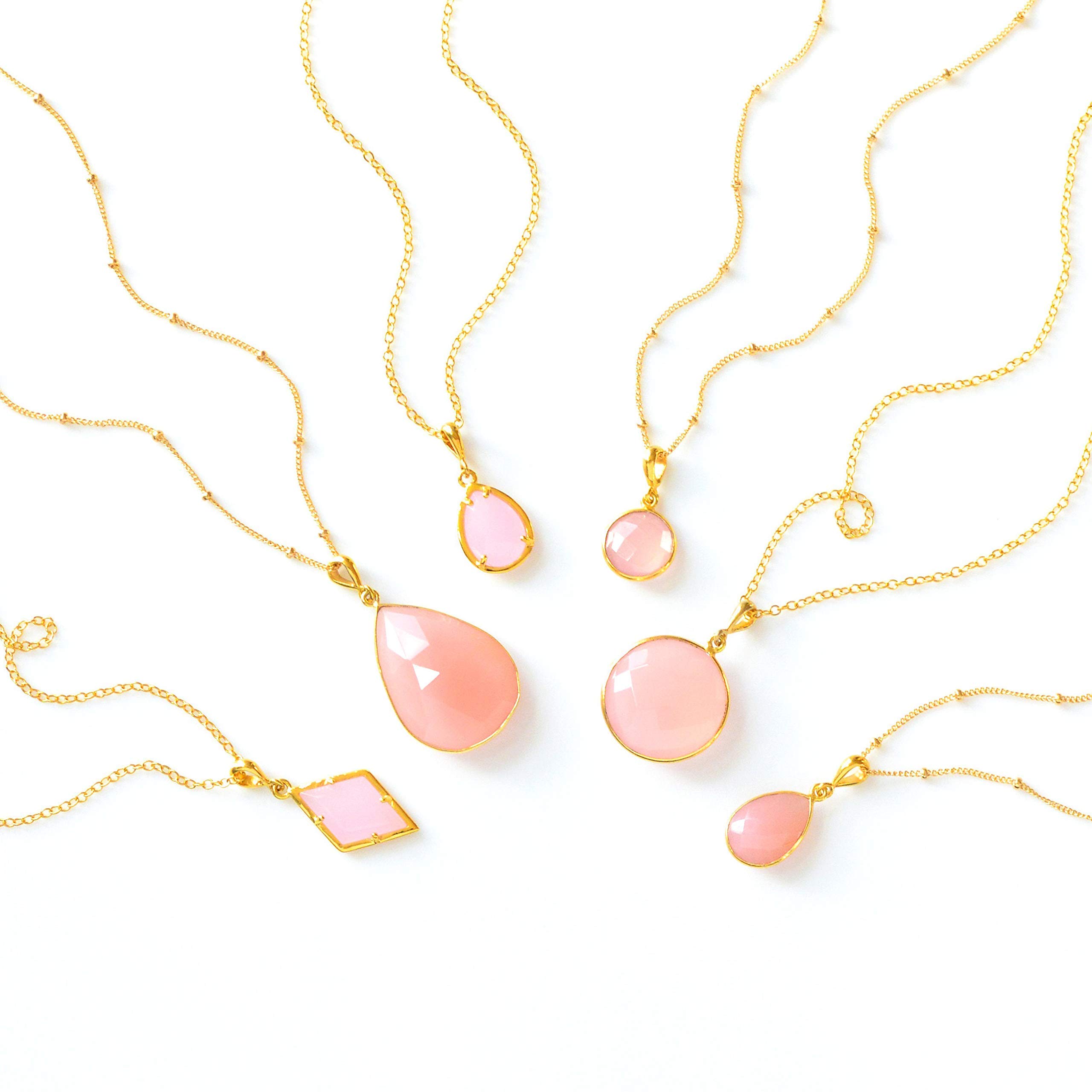 Pink Chalcedony Necklace - October Birthstone Jewelry with Rose Gemstone Pendant | Elegant Gift for Women, Birthday & Anniversary Present