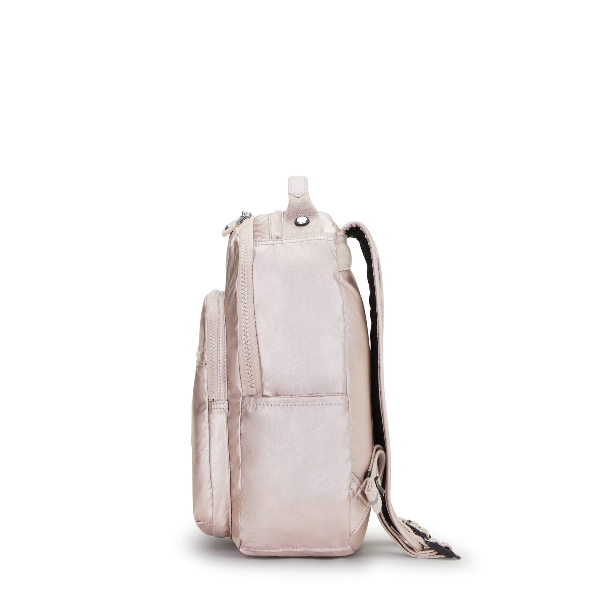 Kipling Seoul Small Metallic Tablet Backpack - Stylish Rose Gold Laptop Bag for Women, Perfect for Work, School & Travel