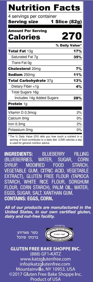 Katz Gluten Free Personal Size Blueberry Pie - 3 Pack (11.5 oz Each) | Dairy Free, Nut Free, Soy Free, Kosher Certified | Perfect for Snacks, Desserts & Special Diets