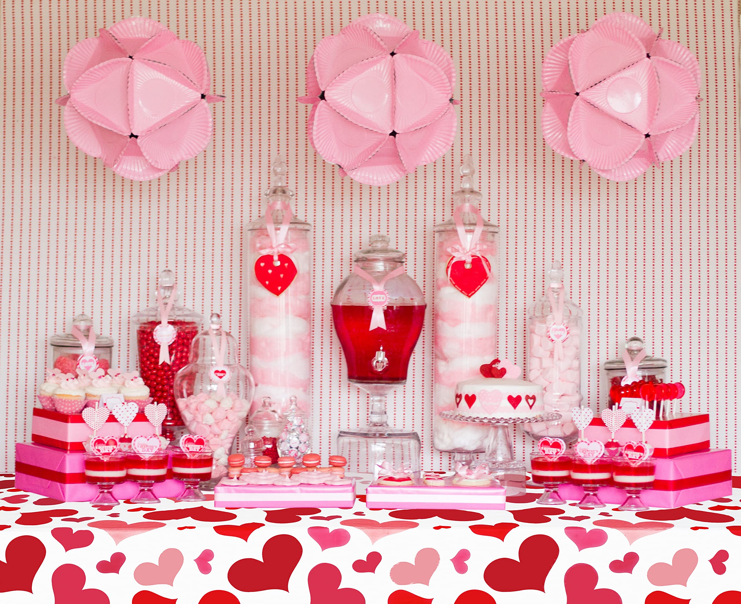 Valentine's Day Disposable Tablecloth - Hearts Design for Wedding, Anniversary & Party Decor