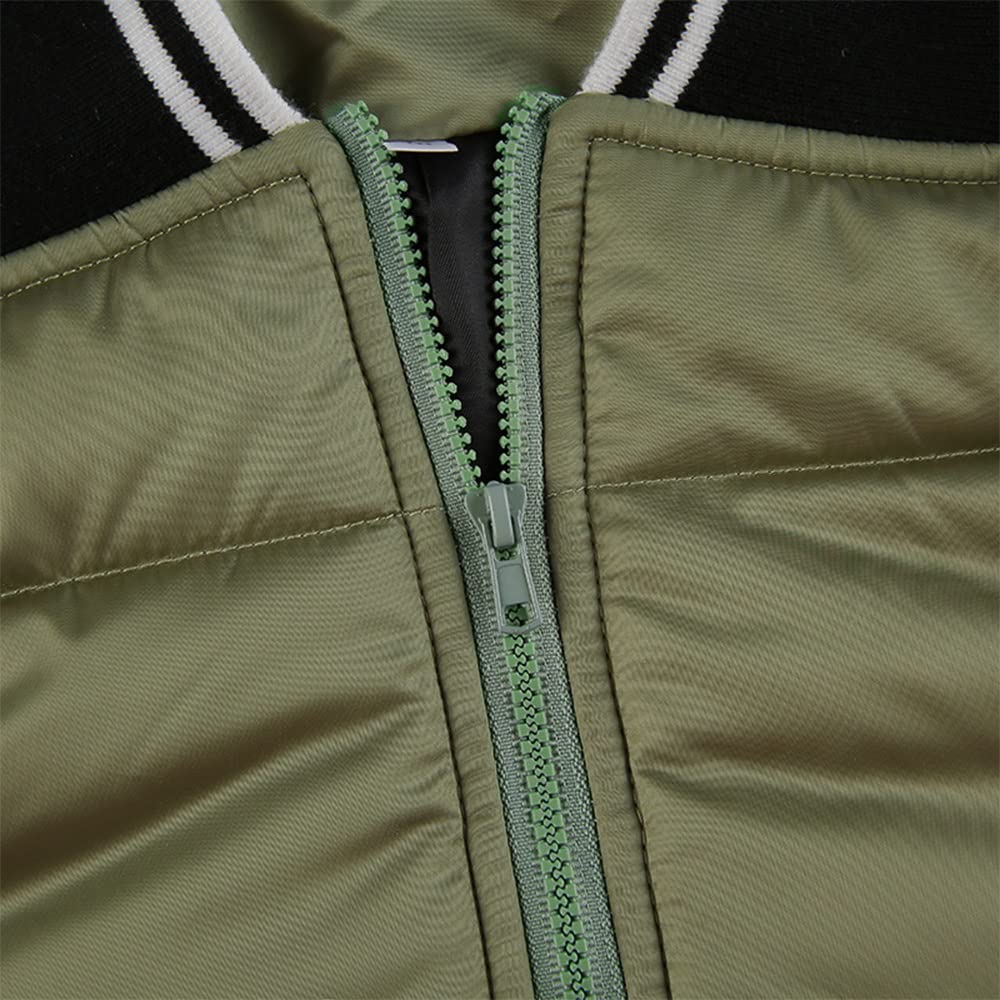 Women's Green Puffer Crop Jacket - Short Bubble Coat for Winter Fashion - Warm Stylish Outerwear for Casual Outings & Streetwear (Color: S)