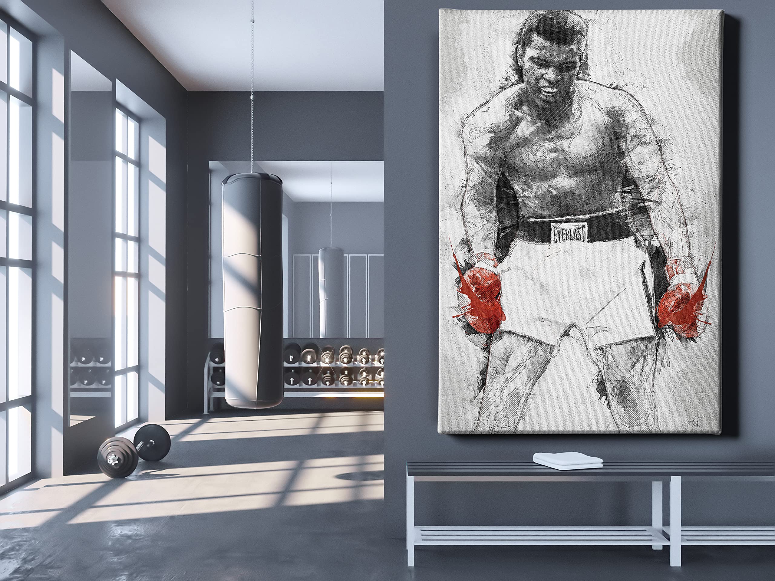 Muhammad Ali Boxing Art Poster - Handmade Canvas Framed Print (18