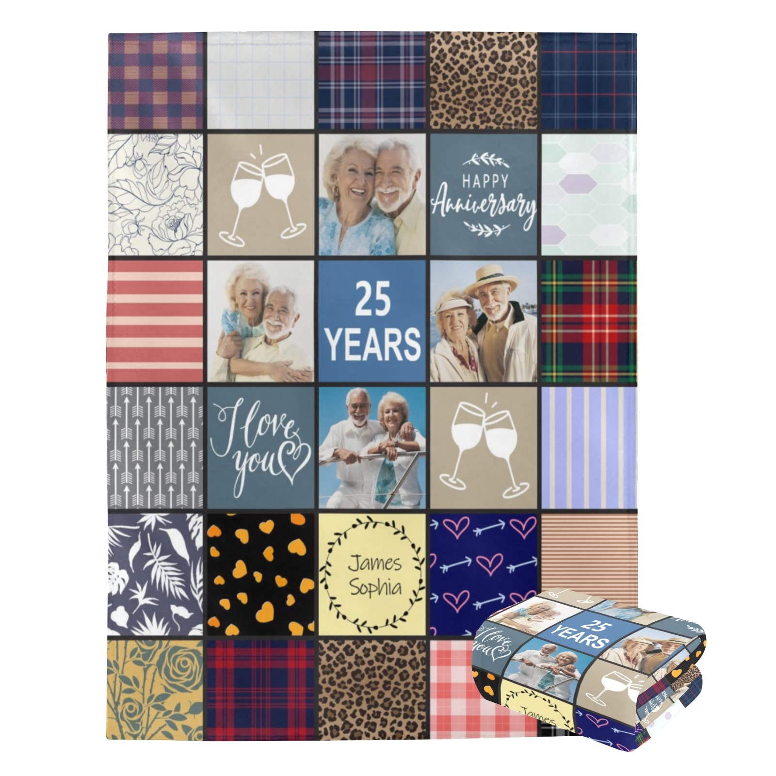Personalized Photo Blanket for Couples - Anniversary & Birthday Gift for Her/Him - Cozy 50x60 Fleece Throw for Romantic Nights