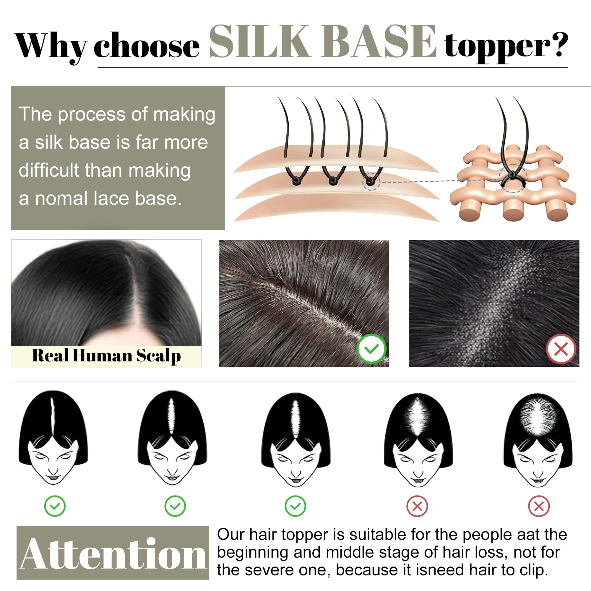 SEGO 100% Real Human Hair Toppers for Women with Bangs - 130% Density Silk Base Clip-in Top Wiglet (10x12cm, 12 Inch Natural Black) for Thinning Hair - Perfect for Daily Wear, Parties & Special Occasions