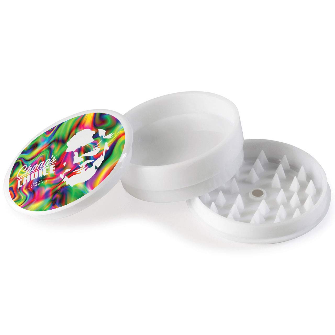 Chong’s Choice 3-Piece 63mm Acrylic Herb Grinder - Opaque White with Free Beamer Smoke Sticker | Perfect for Grinding Herbs & Spices at Home or On-the-Go