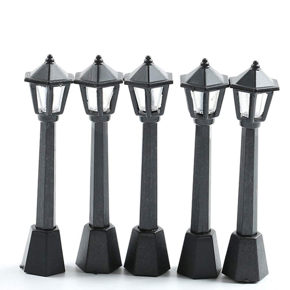 Exceart 4-Piece Miniature Resin Street Lights - Outdoor Fairy Garden Decor, Christmas Decoration, Kids Toys & Model Streetlamps for Mini Gardens, Patios & Holiday Displays