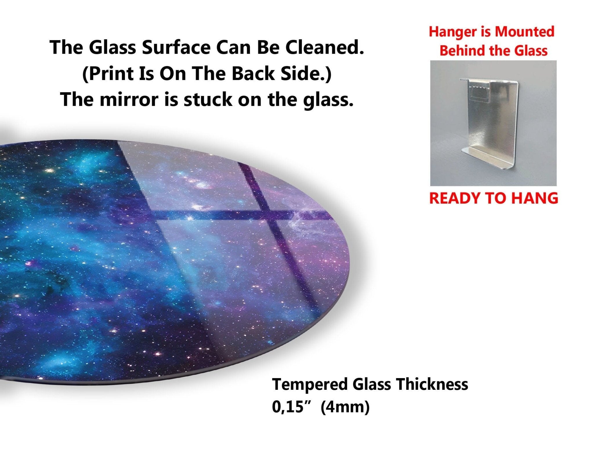 Abstract Round Space-Themed Glass Wall Art - Modern Home & Office Decor for Living Room, Bedroom, or Office Spaces