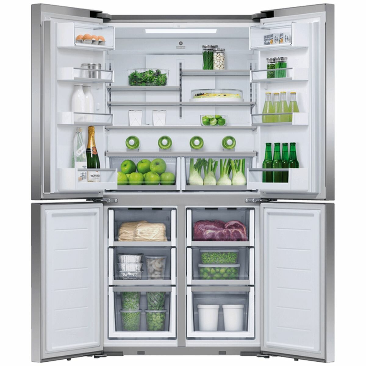 Fisher & Paykel 605L Quad Door Refrigerator Stainless Steel RF605QDVX2 - Large Capacity French Door Fridge for Modern Kitchen & Entertaining
