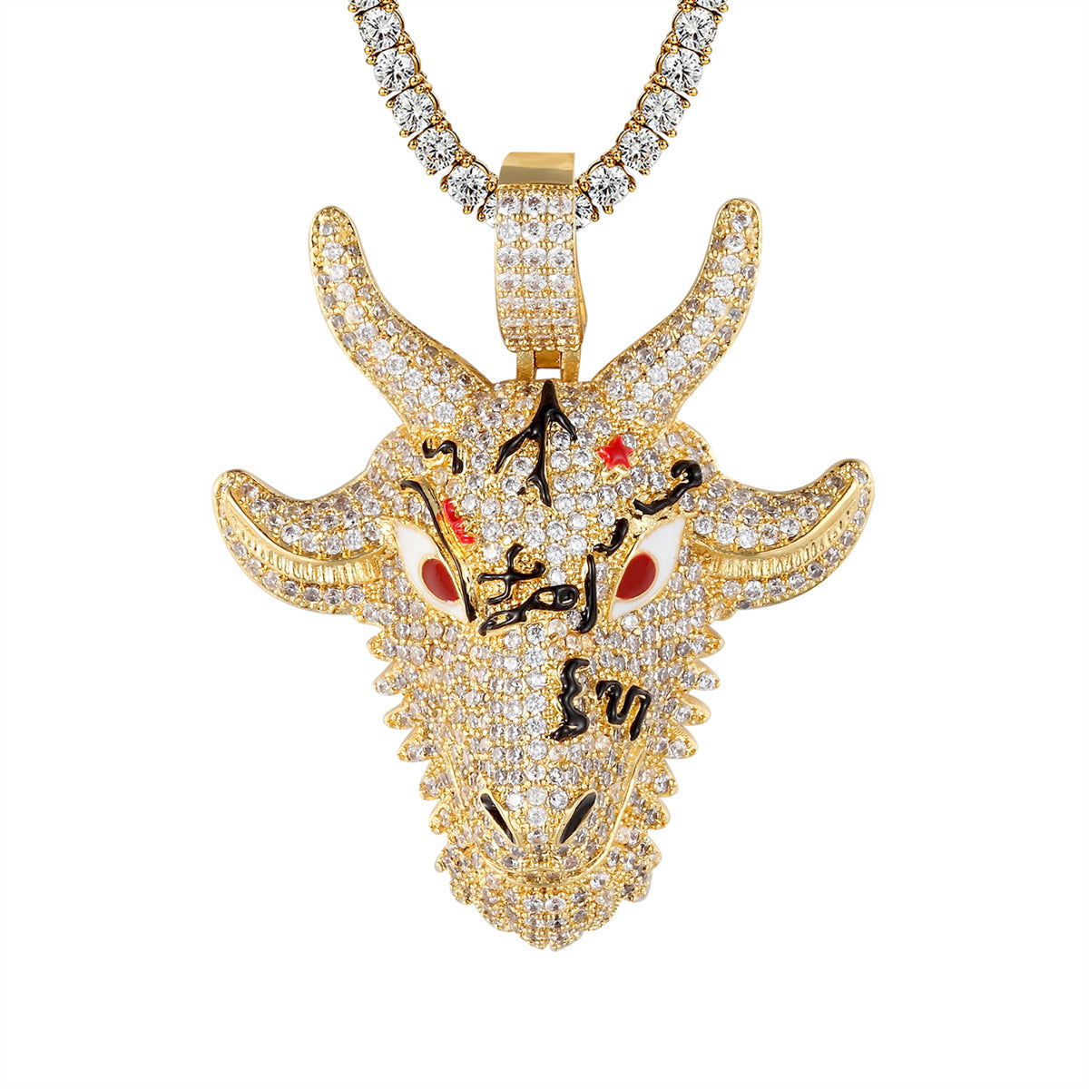 Greatest Of All Time Icy Pendant - Gold Finish Goat Face Sterling Silver Necklace for Men & Women | Perfect for Gifts, Parties, and Everyday Wear