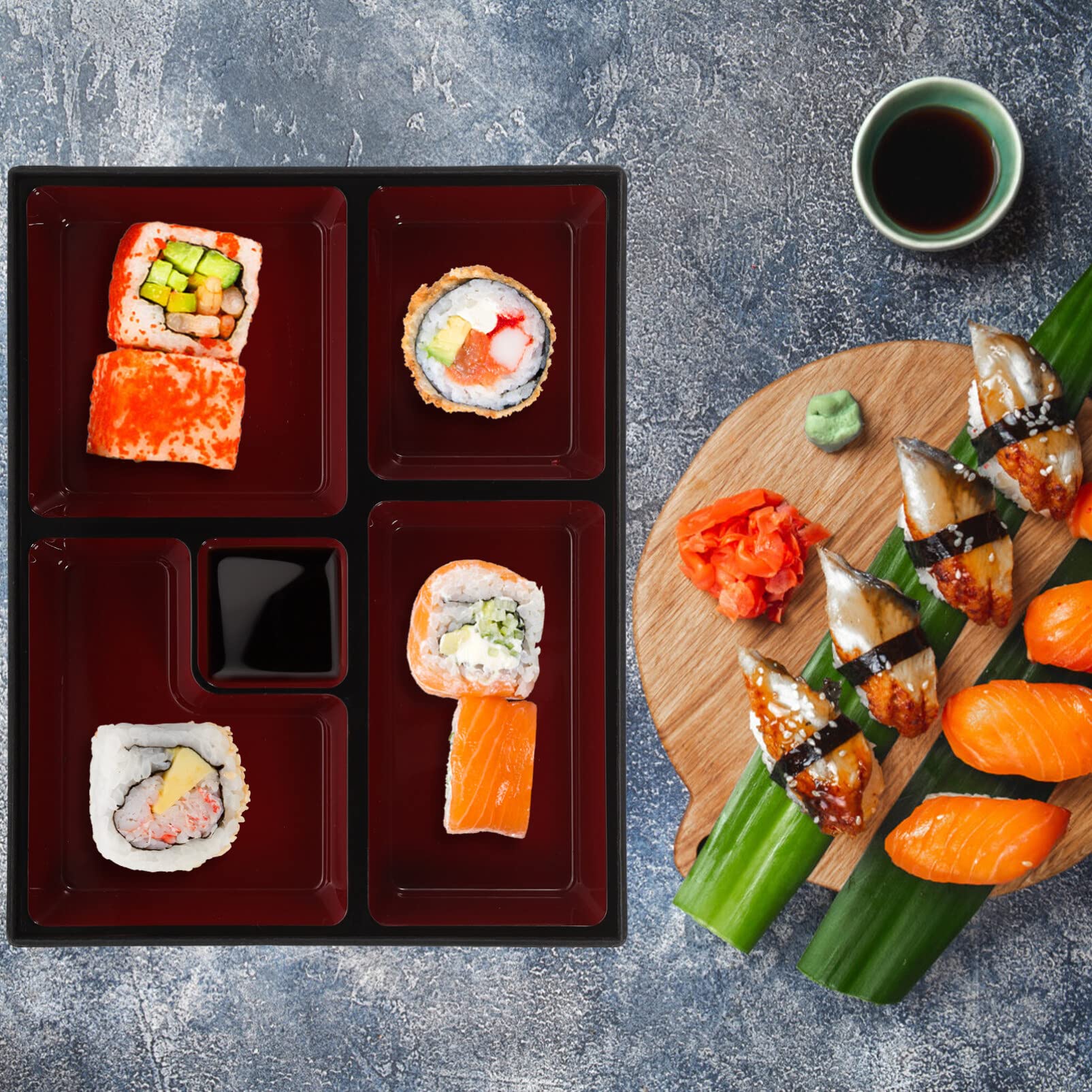 Japanese Bento Box with Lid - Traditional Sushi Tray & Food Storage Container for Home, Office & Restaurant Use - Perfect for Meal Prep, Lunch Carrying & Food Organization
