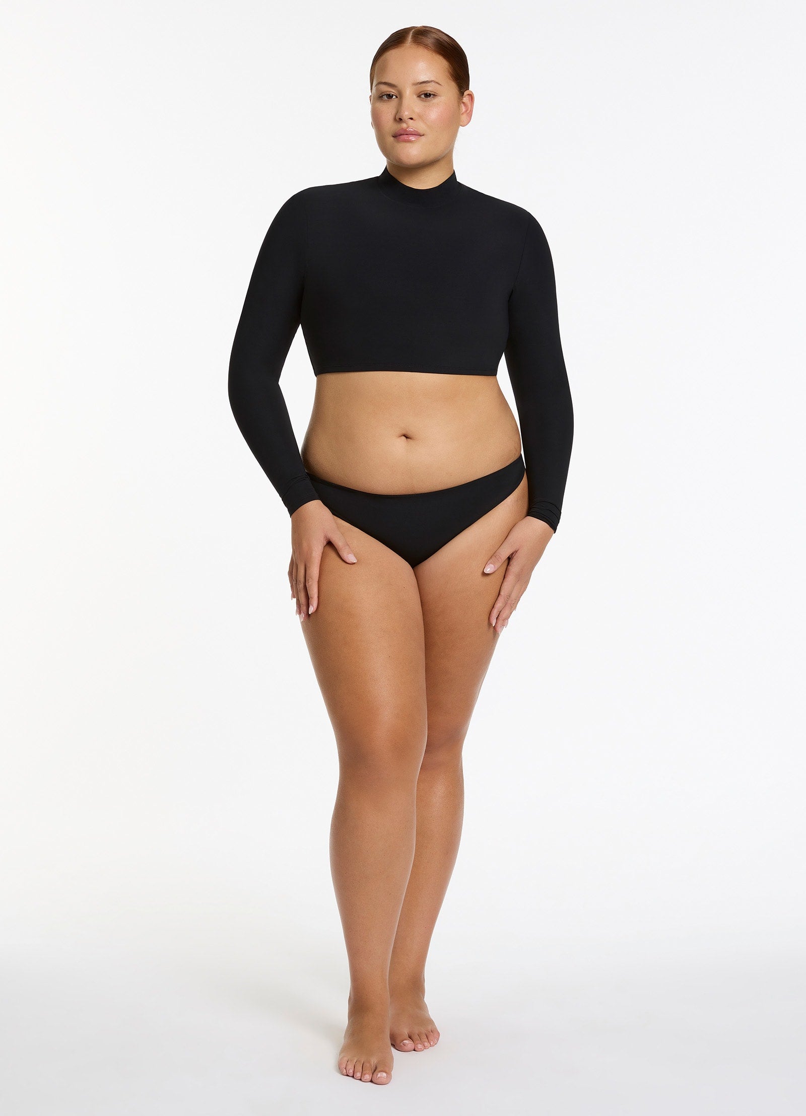 Jetset High Neck Long Sleeve Bikini Top - Black | Swimwear for Women | Perfect for Beach, Pool & Summer Vacations