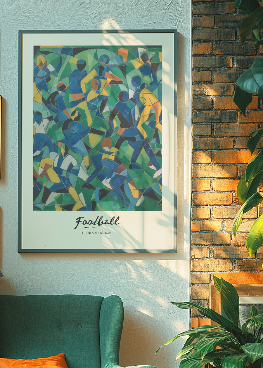 Abstract Art Style Football Beautiful Game Print - Modern Soccer Wall Decor for Living Room, Bedroom & Office