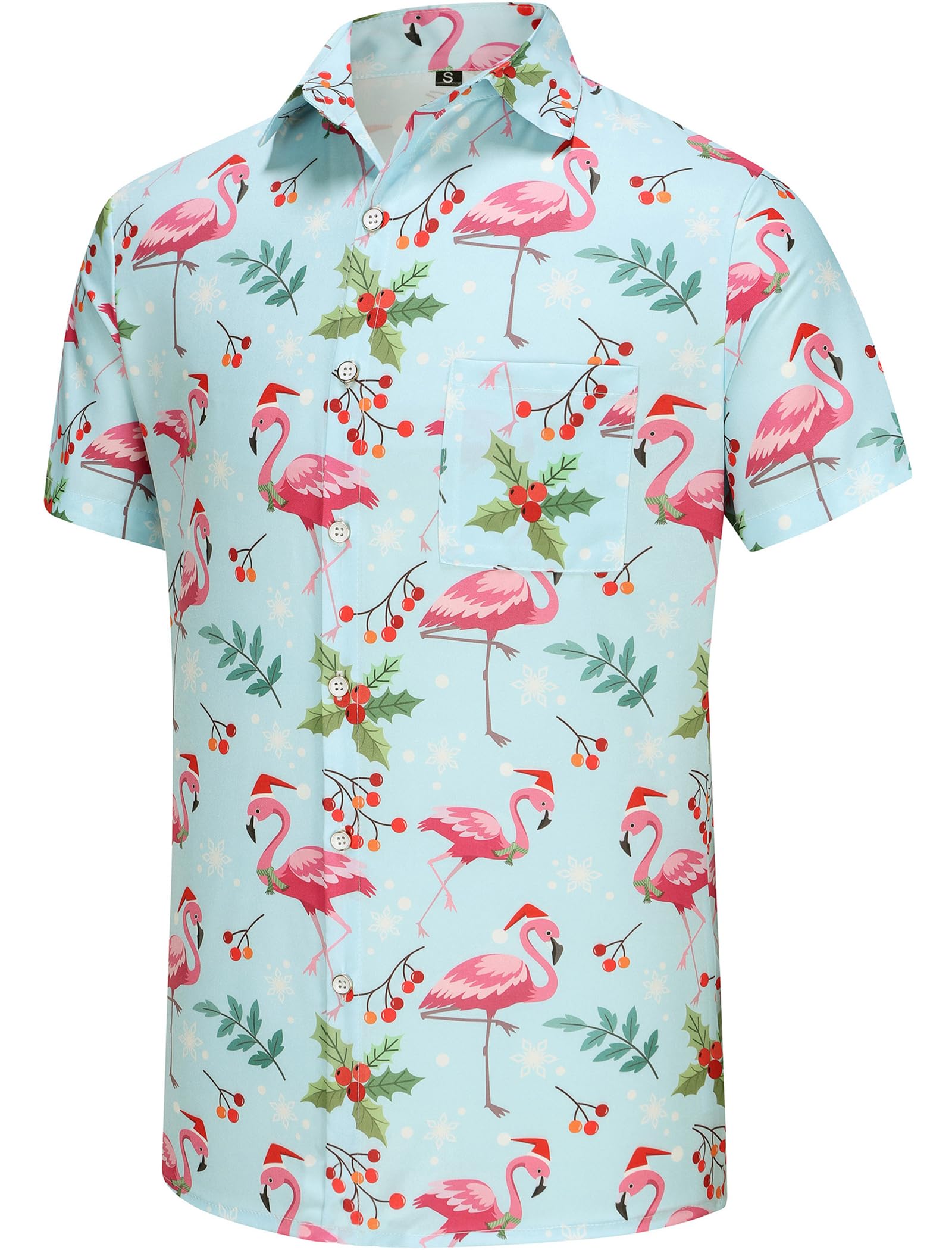 KYKU Men's Hawaiian Shirts - Santa Claus Print Casual Short Sleeve Button Down Shirt with Pocket | Tropical Vacation, Christmas Party & Summer Beach Wear