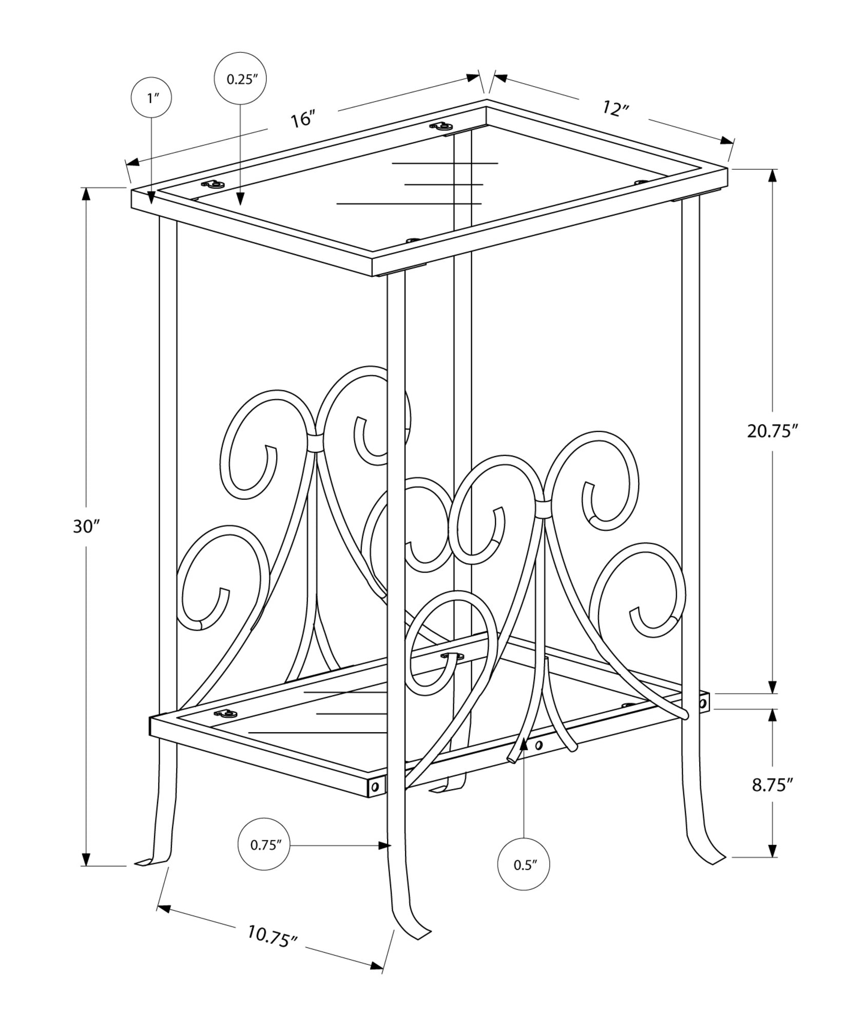 Modern Silver Metal Accent Table with Tempered Glass Top - 30 Inch Height - Perfect for Living Room, Bedroom, or Office Décor