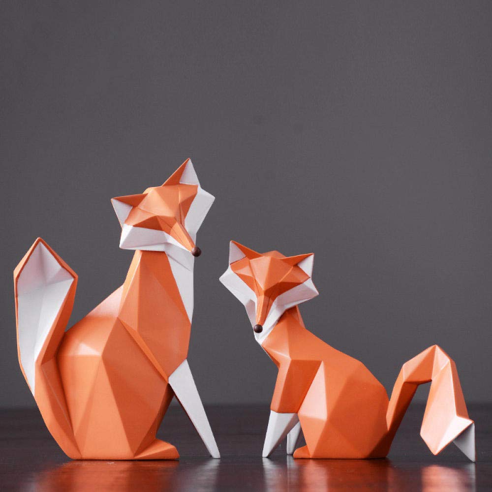 Modern Nordic Abstract Geometric Fox Statue - Large Resin Animal Sculpture for Office & Home Decor | Desktop Ornament, Gift Idea for Animal Lovers