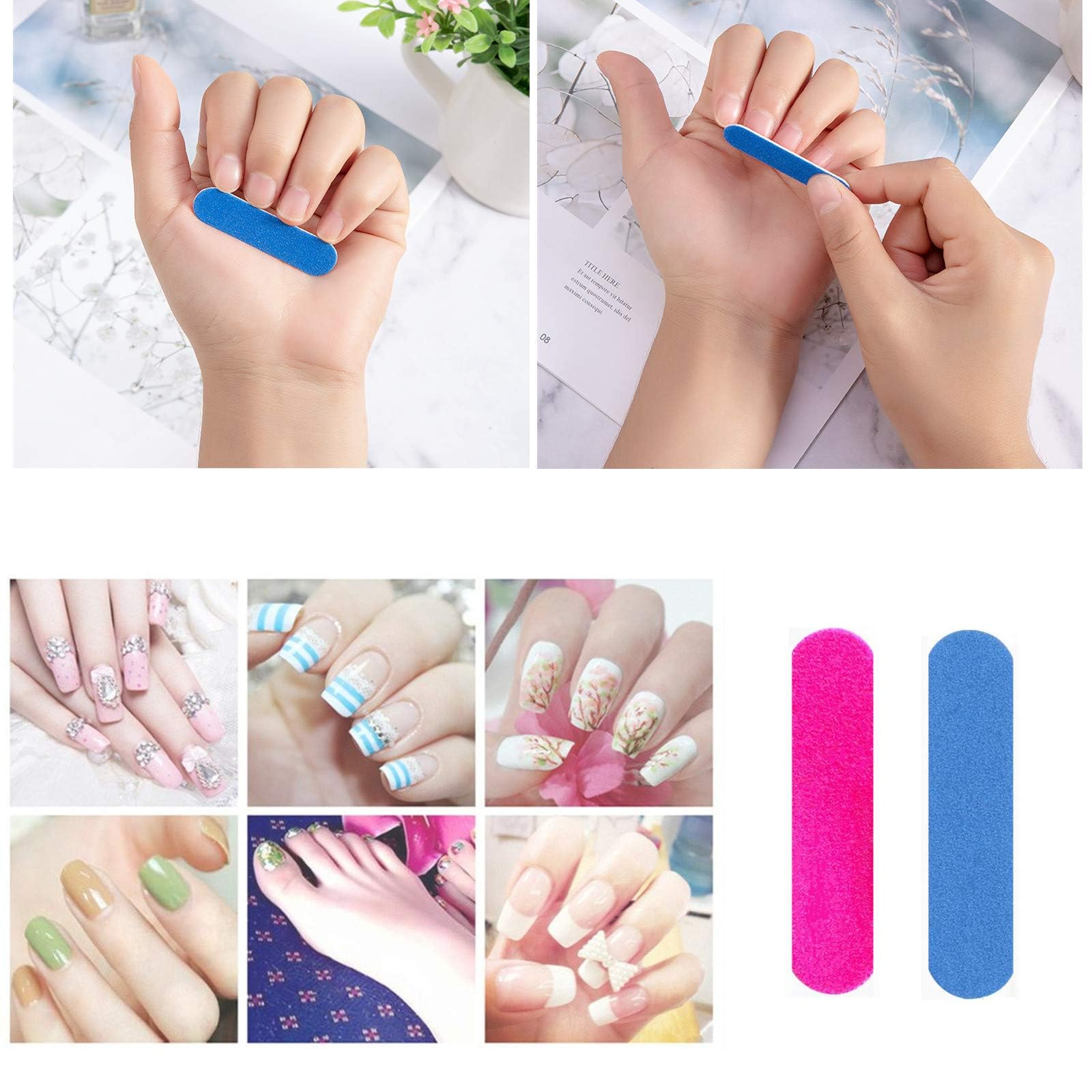 100Pcs Disposable Mini Nail File Set - Professional Double Sided Emery Boards for Manicure, Nail Care & Home Use | Perfect for Nail Salons, DIY Nail Art & Travel Grooming Kits