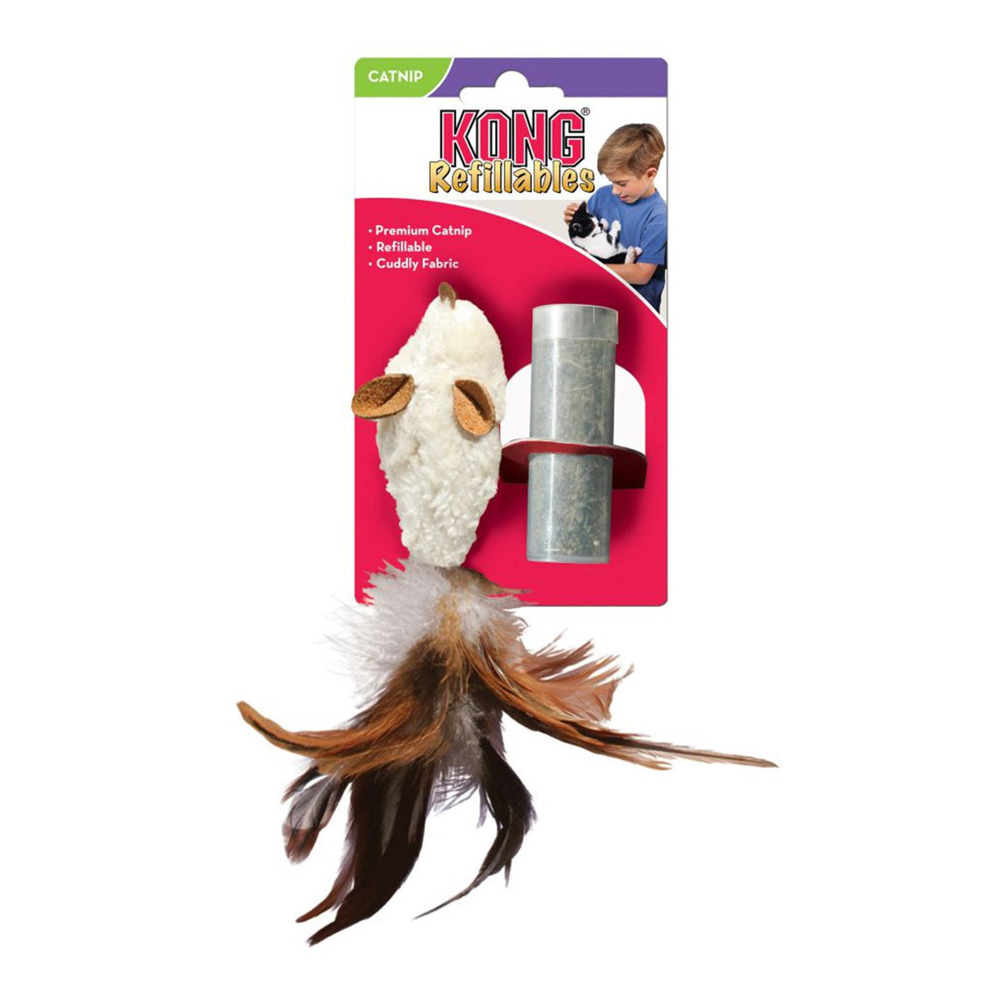 KONG Refillable Cat Feather Toy - Interactive Play Mouse for Indoor Cats - Perfect for Exercise & Stimulation