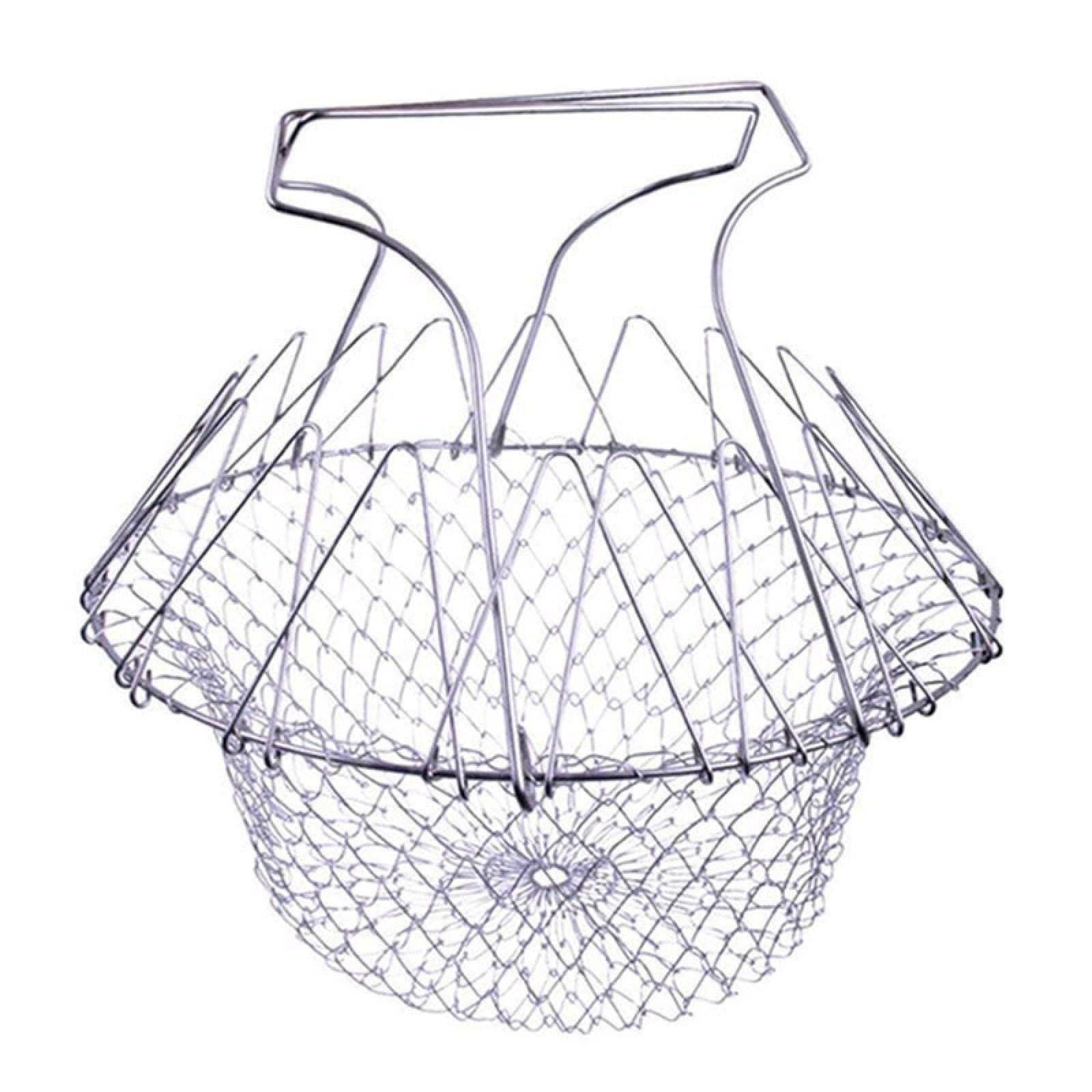 Premium Stainless Steel Telescopic Deep Fry Basket - Foldable Chef's Frying Basket for Kitchen (125g) | Perfect for Frying Chicken, Fish, French Fries & Vegetables