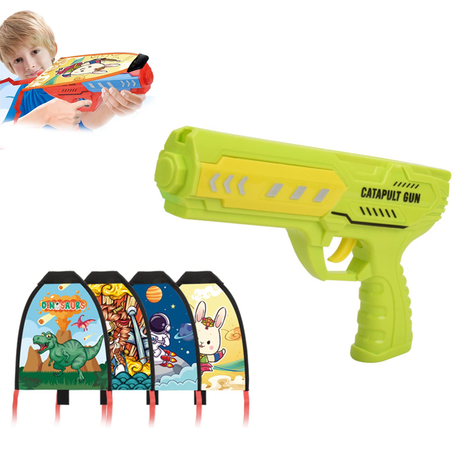 **4PCS Kite Toy Set with Launcher - Outdoor Flying Toys for Kids Ages 8-13 - Perfect for Beach, Park & Backyard Play**