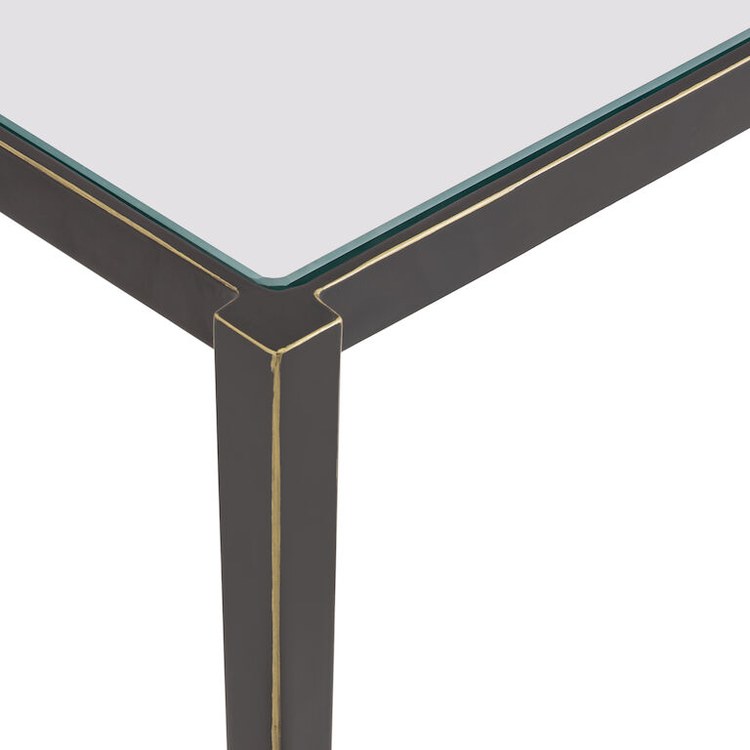 Leon 22 x 22 Inch Bronze/Clear Accent Table - Modern Side Table for Living Room, Bedroom, or Entryway Decor