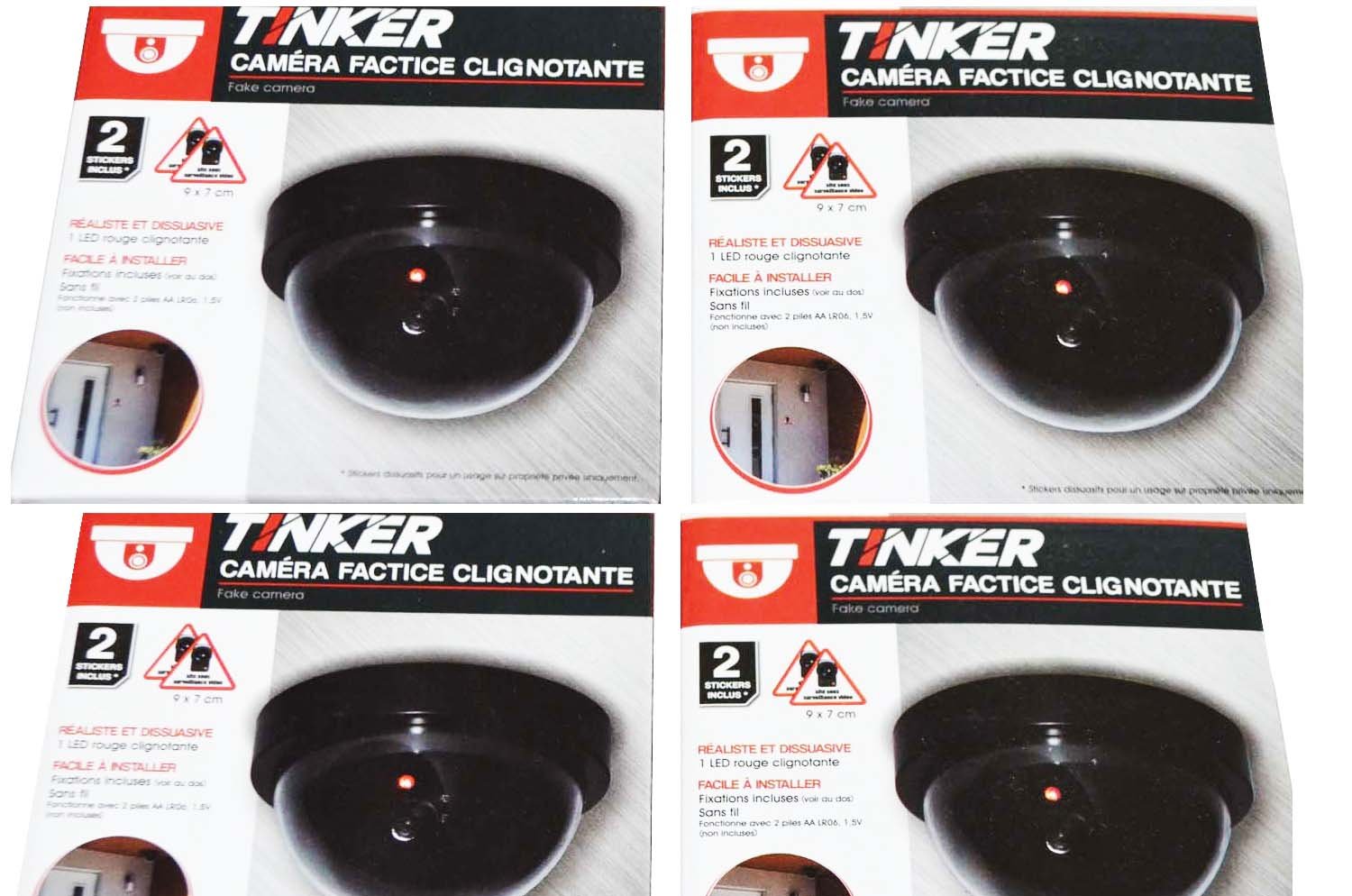 4 Pack Fake LED Flashing Security Camera Dummy - Outdoor/Indoor Surveillance Deterrent for Home, Office, Store (Weatherproof & Easy Installation) - Perfect for Theft Prevention & Neighborhood Watch