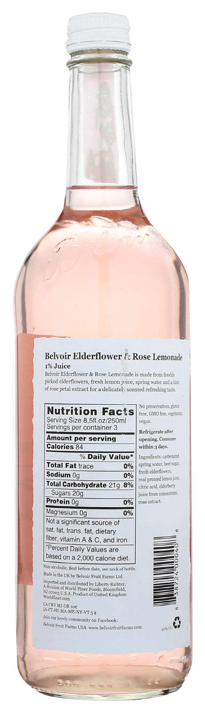 Belvoir Elderflower & Rose Natural Sparkling Drink - 750ml Bottle | Refreshing Floral Beverage for Parties, Picnics & Special Occasions