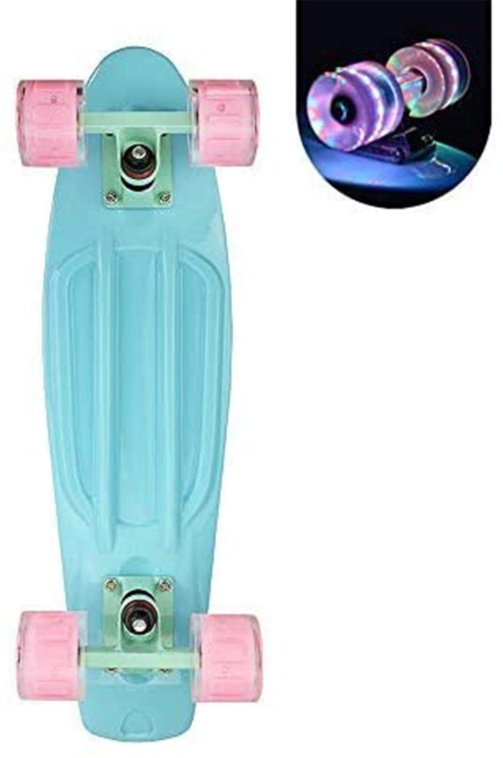 LED Light Up Skateboard for Girls & Teens - 22 Inch Complete Cruiser Board with Carrying Bag | Perfect for Beginners, Commuting & Night Riding