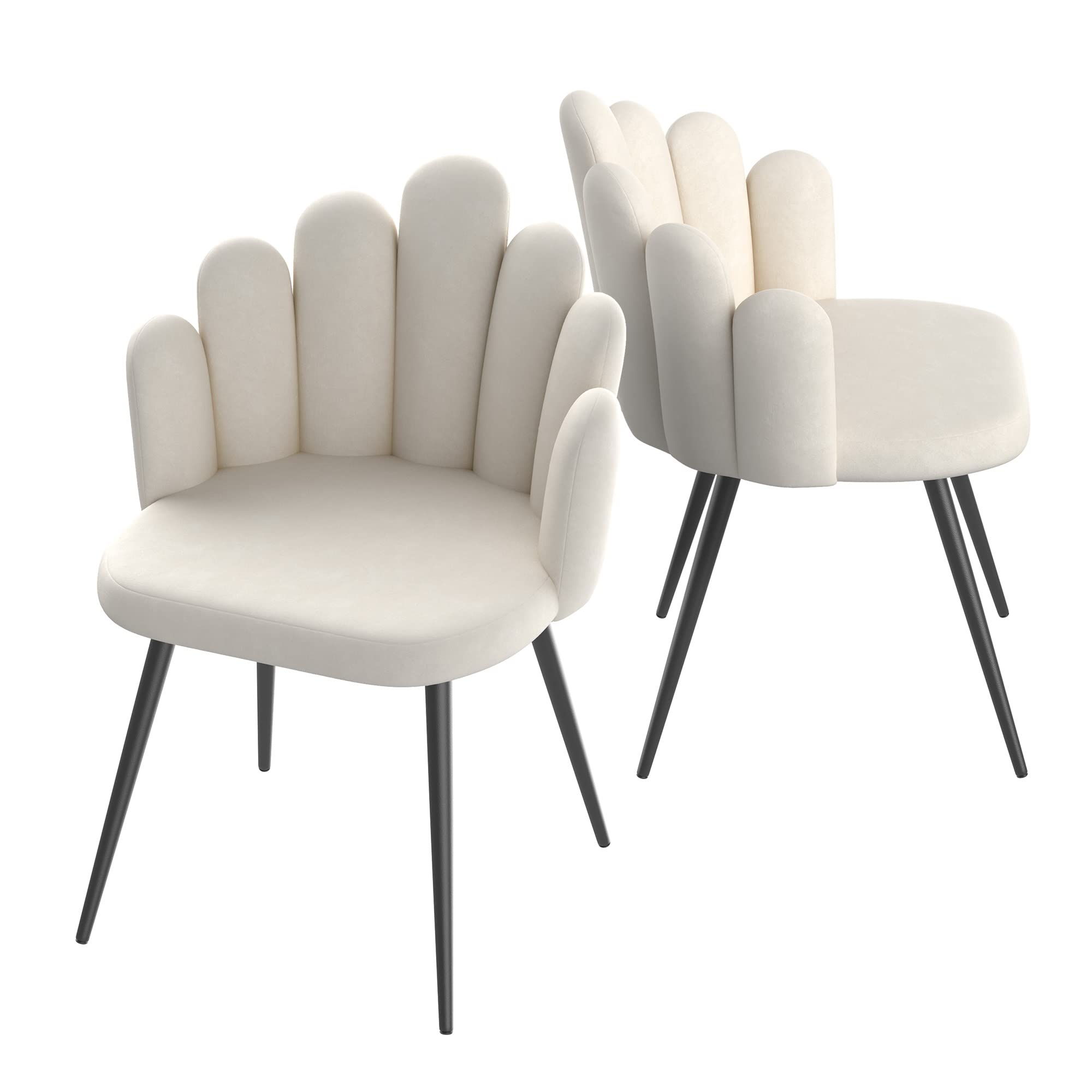 Cozy Castle Velvet Mid Century Dining Chairs - Set of 2 Beige Kitchen & Dining Room Chairs for Modern Home Decor | Perfect for Small Spaces, Breakfast Nooks & Apartment Dining Areas